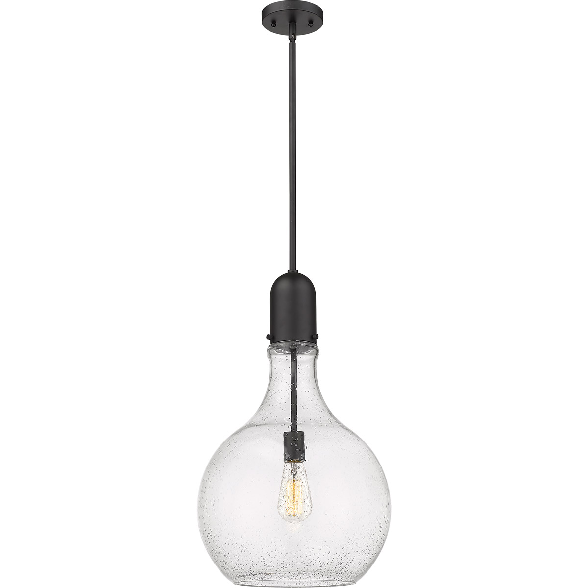 Amherst 1 Light 13.75 inch Matte Black Pendant Ceiling Light in Seedy Glass