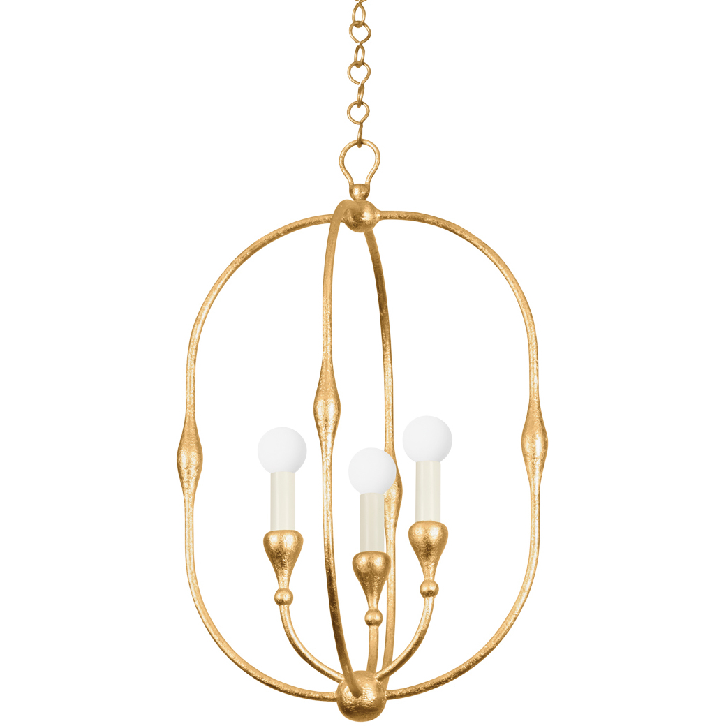 Baltic 3 Light 15 inch Vintage Gold Leaf Indoor Lantern Ceiling Light