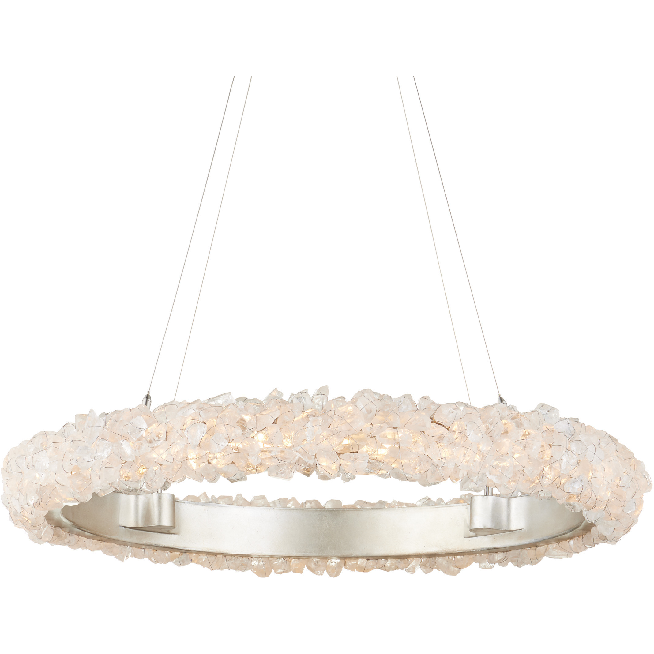 Iconoclast LED 32 inch Contemporary Silver Leaf and Contemporary Silver Chandelier Ceiling Light