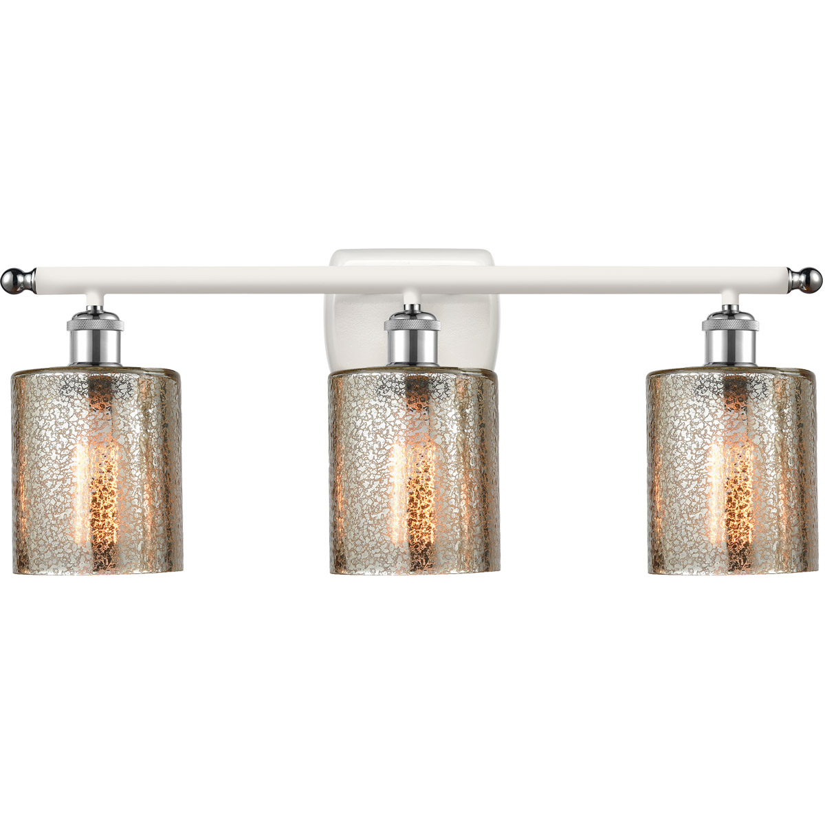 Ballston Cobbleskill 3 Light 26 inch White and Polished Chrome Bath Vanity Light Wall Light in Mercury Glass, Ballston