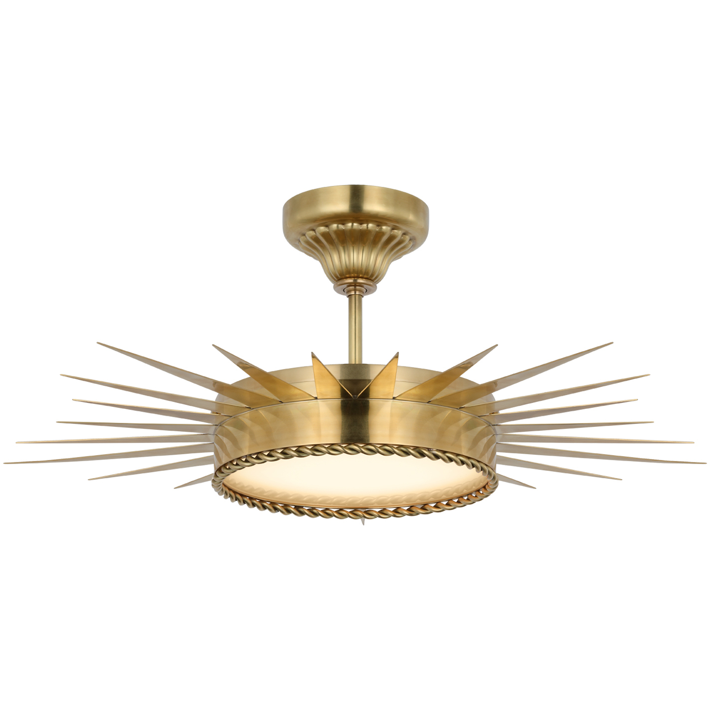 Suzanne Kasler Soleil LED 27.75 inch Hand-Rubbed Antique Brass Semi-Flush Mount Ceiling Light