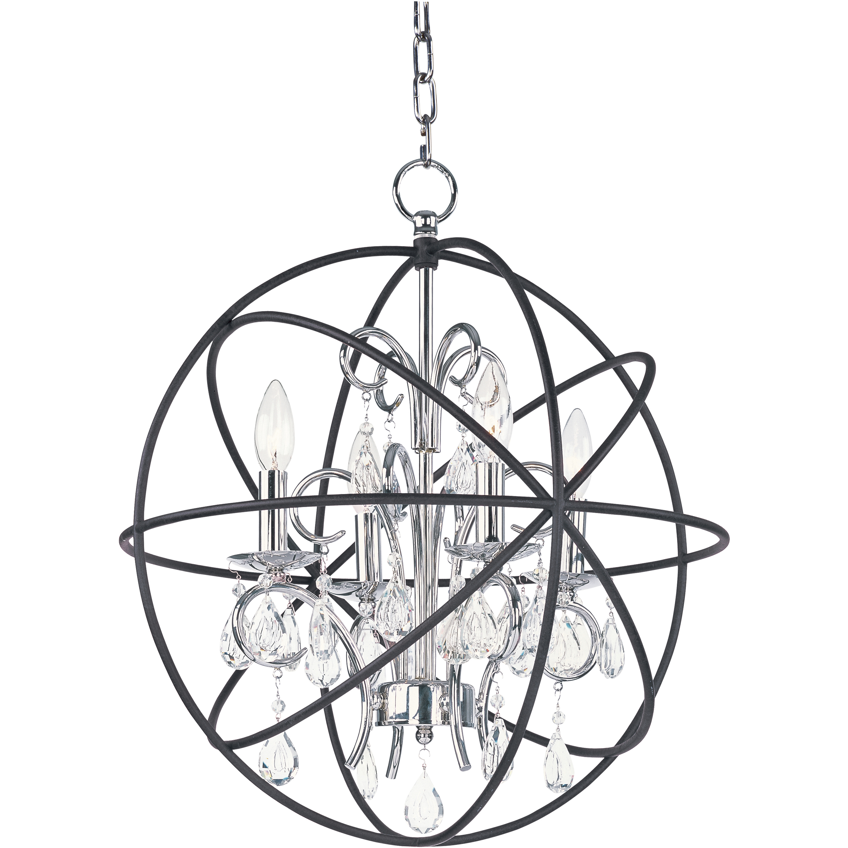 Orbit 4 Light 19 inch Anthracite and Polished Nickel Single Pendant Ceiling Light