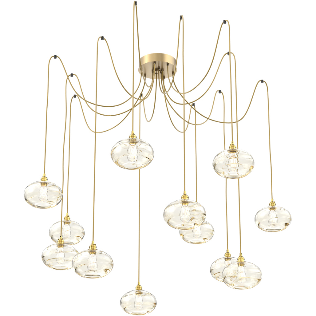 Coppa 12 Light 17 inch Gilded Brass Swag Multi-Pendant Ceiling Light in Amber Optic