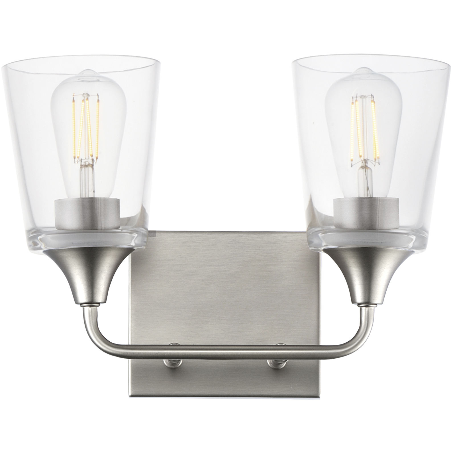 Hudson 2 Light 13 inch Satin Nickel Bath Vanity Wall Light in Clear