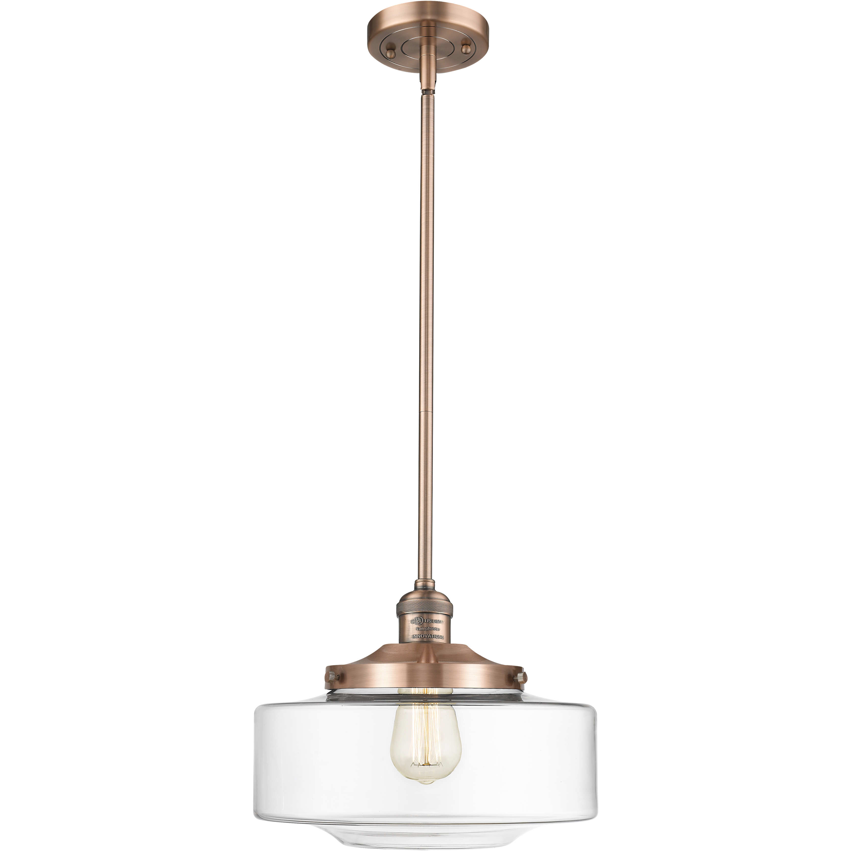 Franklin Restoration Bridgeton 1 Light 12 inch Antique Copper Mini Pendant Ceiling Light in Incandescent, Clear