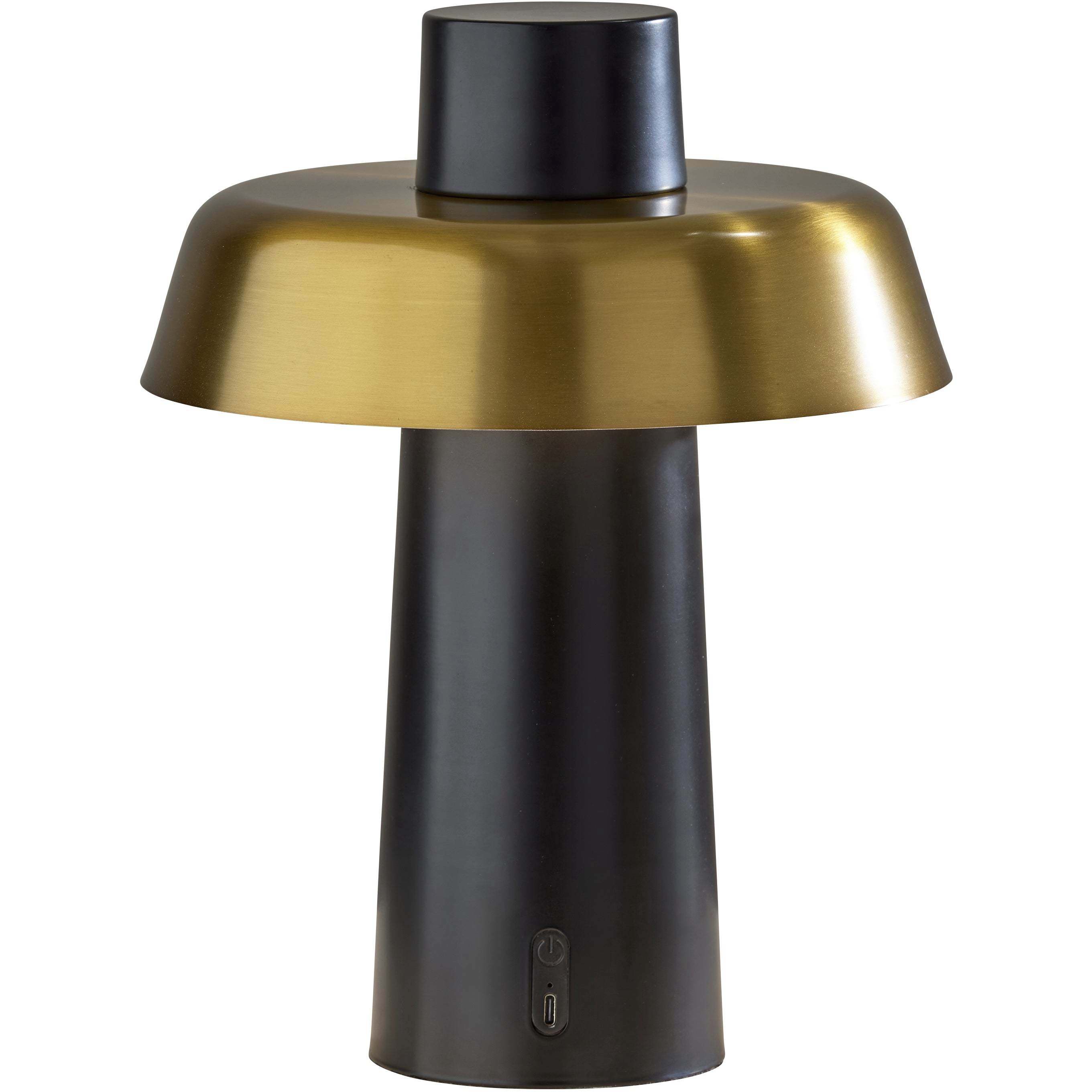 Pirlo 11.75 inch 4.00 watt Black with Antique Brass Accents Cordless Table Lamp Portable Light, ADS360