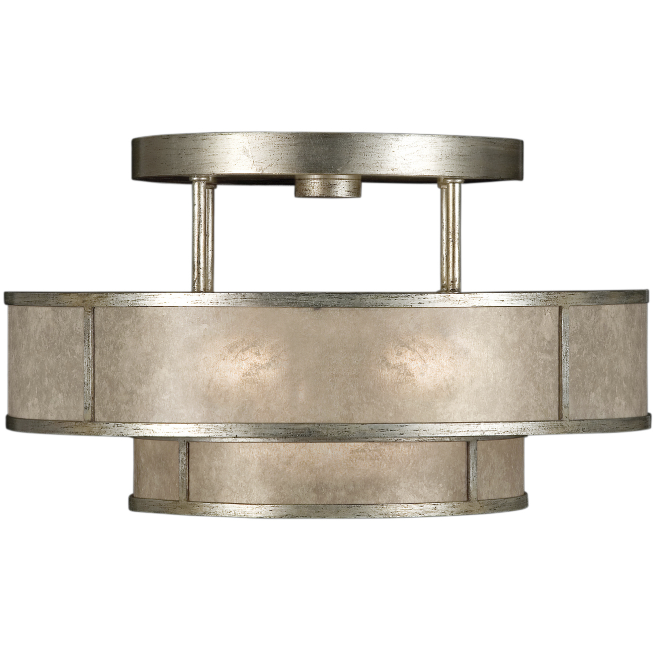 Singapore Moderne 3 Light 24 inch Silver Semi-Flush Mount Ceiling Light