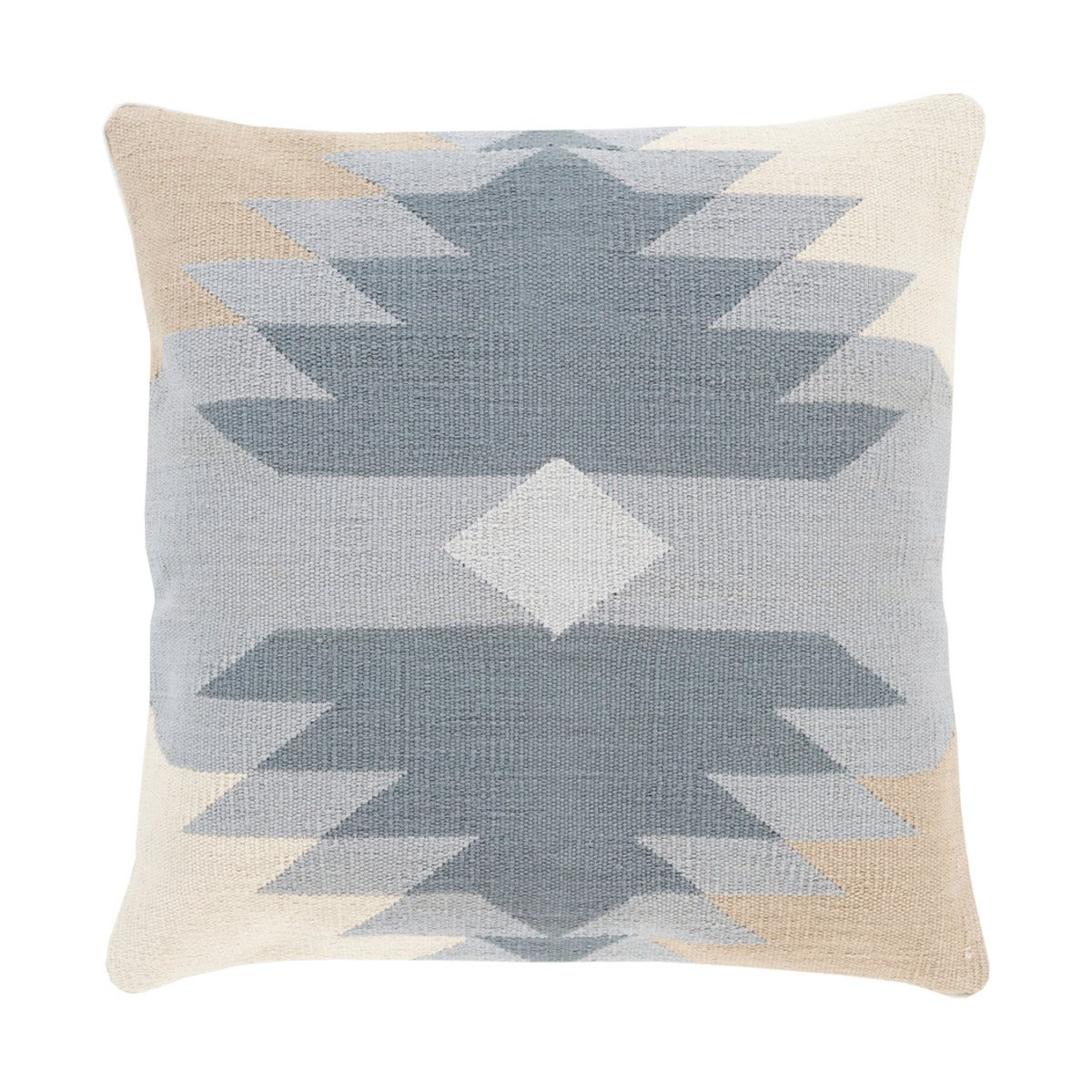 Cotton Kilim 20 X 20 inch Charcoal/Medium Gray/Light Gray/Khaki/Beige Pillow Kit