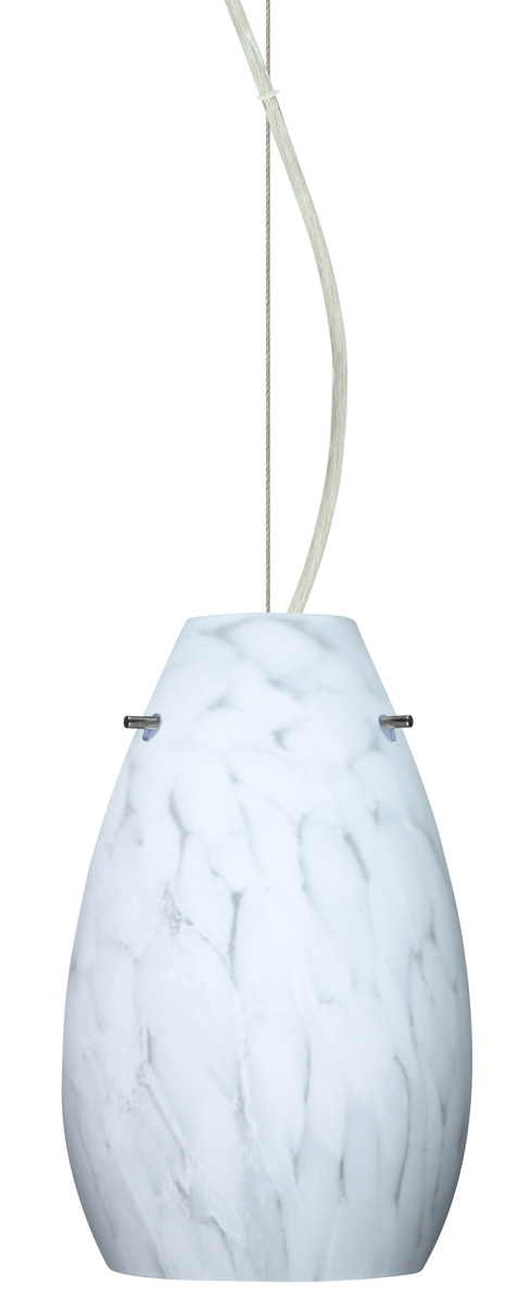 Pera 9 1 Light Satin Nickel Pendant Ceiling Light in Incandescent, Carrera Glass