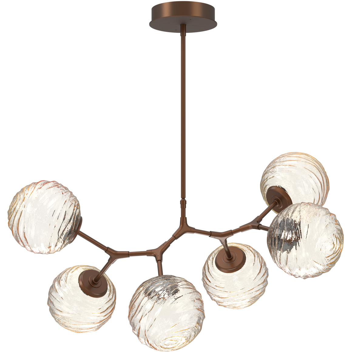 Gaia LED 36 inch Burnished Bronze Linear Multi-Pendant Ceiling Light in 3000K LED, Amber, Modern Branch