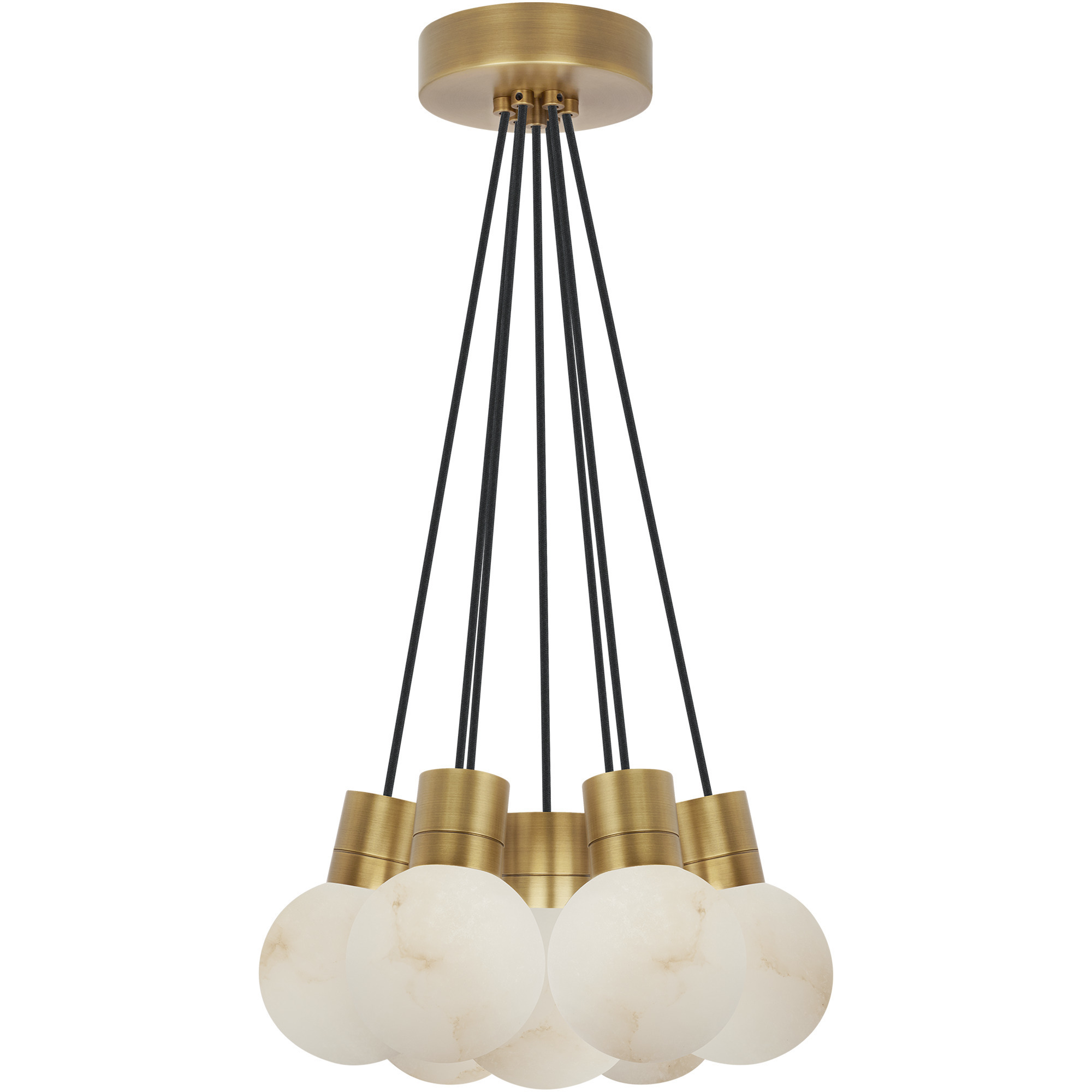 Sean Lavin Mina 7 Light 14 inch Hand Rubbed Antique Brass Chandelier Ceiling Light in Black Cord, 3000K-2200K