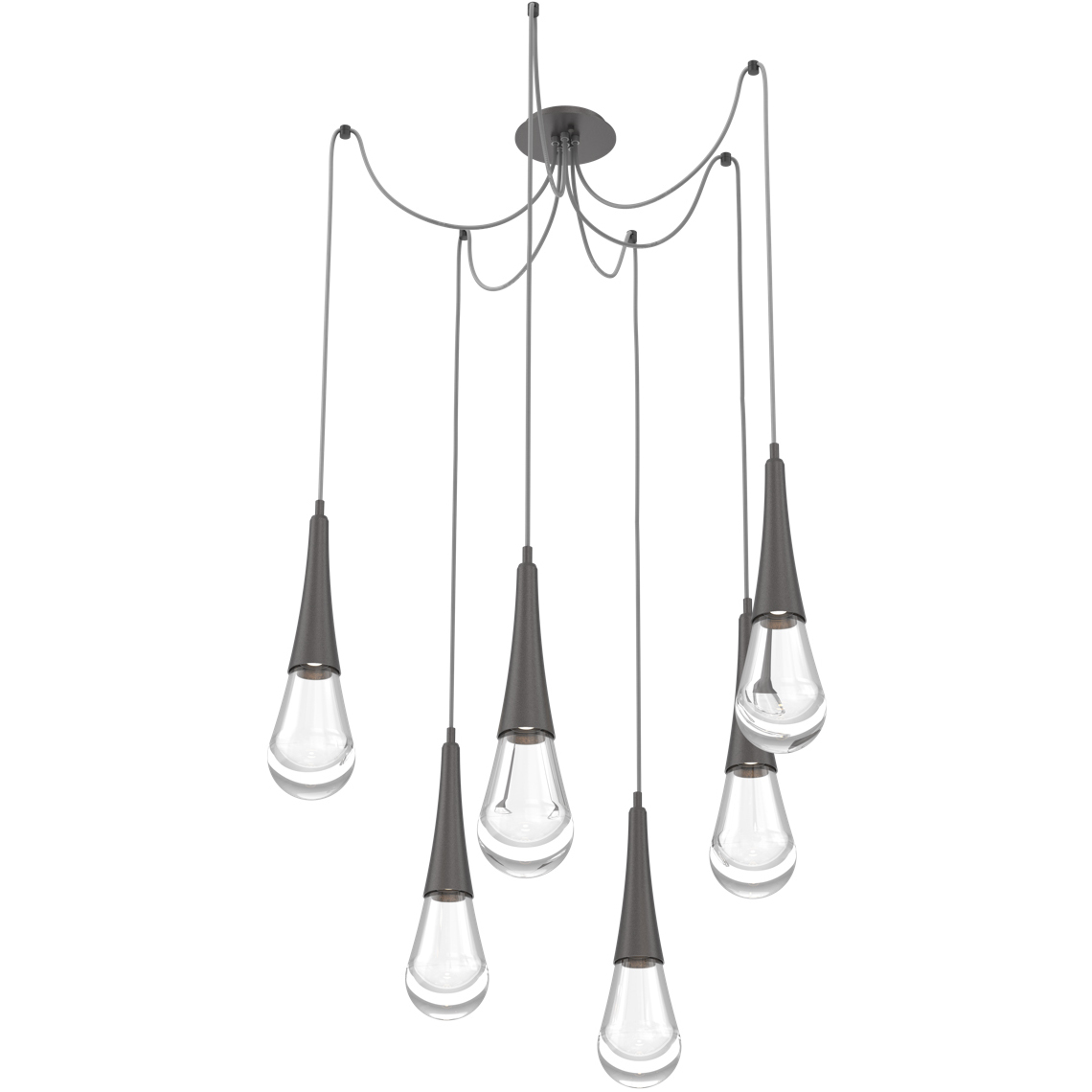 Raindrop LED 13.6 inch Graphite Swag Multi-Pendant Ceiling Light in 2700K LED