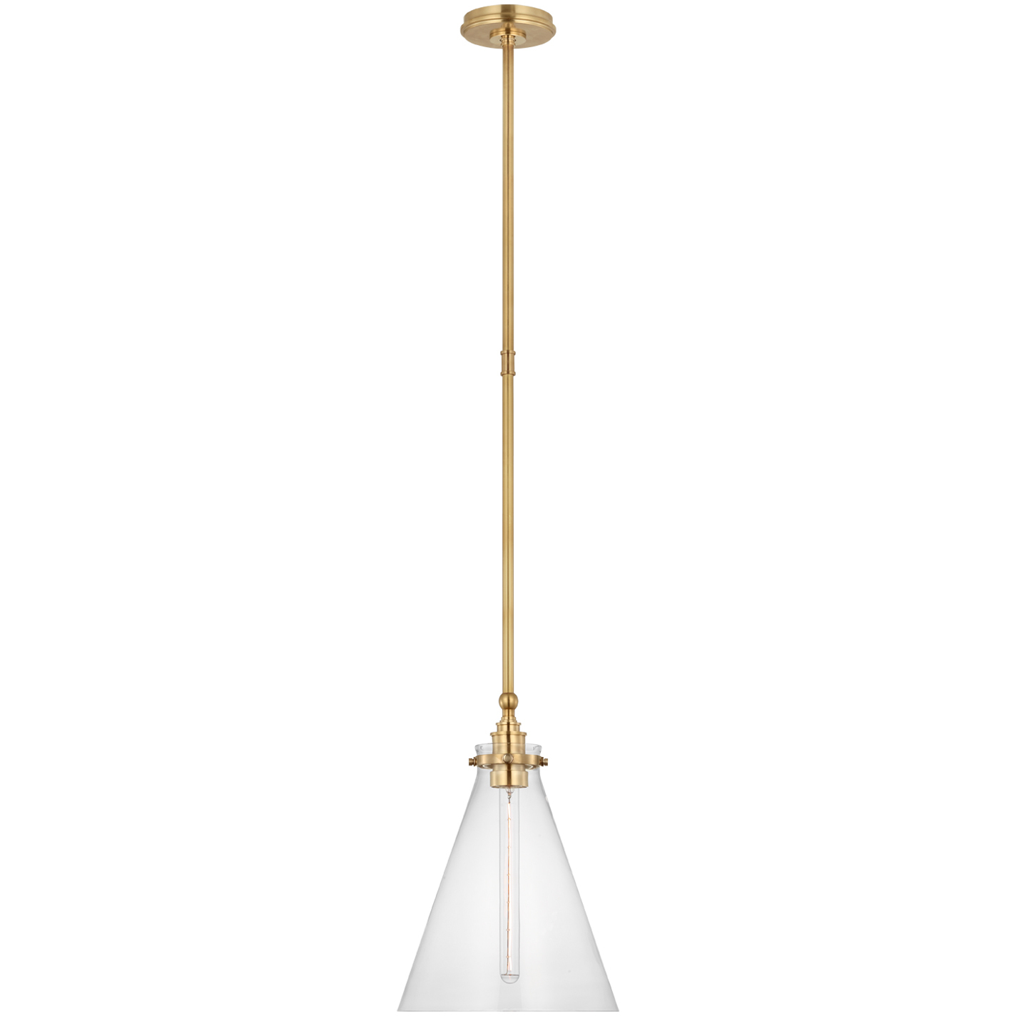 Visual Comfort Signature Collection Chapman & Myers Parkington LED 11 inch Antique-Burnished Brass Conical Pendant Ceiling Light in Clear Glass CHC5530AB-CG - Open Box