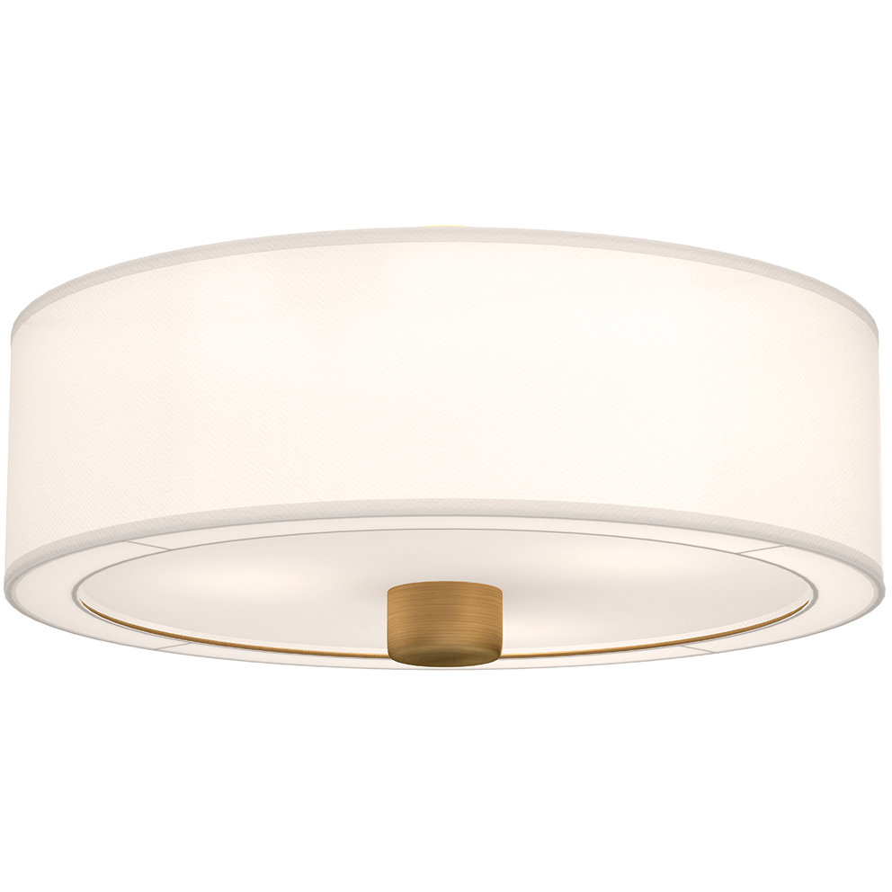 Alora Mood Theo 3 Light 24.13 inch Aged Gold and White Linen Flush Mount Ceiling Light