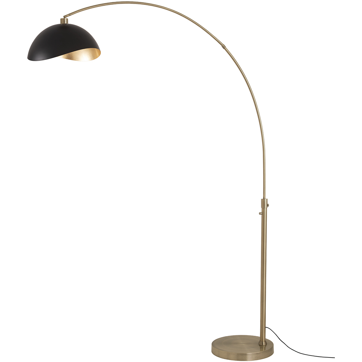Luna Bella 92 inch 14 watt Weathered Brass Arc Floor Lamp Portable Light in Matte Black and Gold Steel