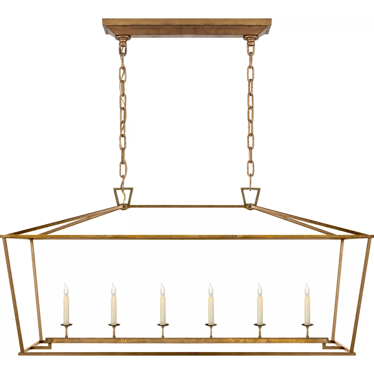 Chapman & Myers Darlana 6 Light 54 inch Gilded Iron Linear Lantern Pendant Ceiling Light, Large