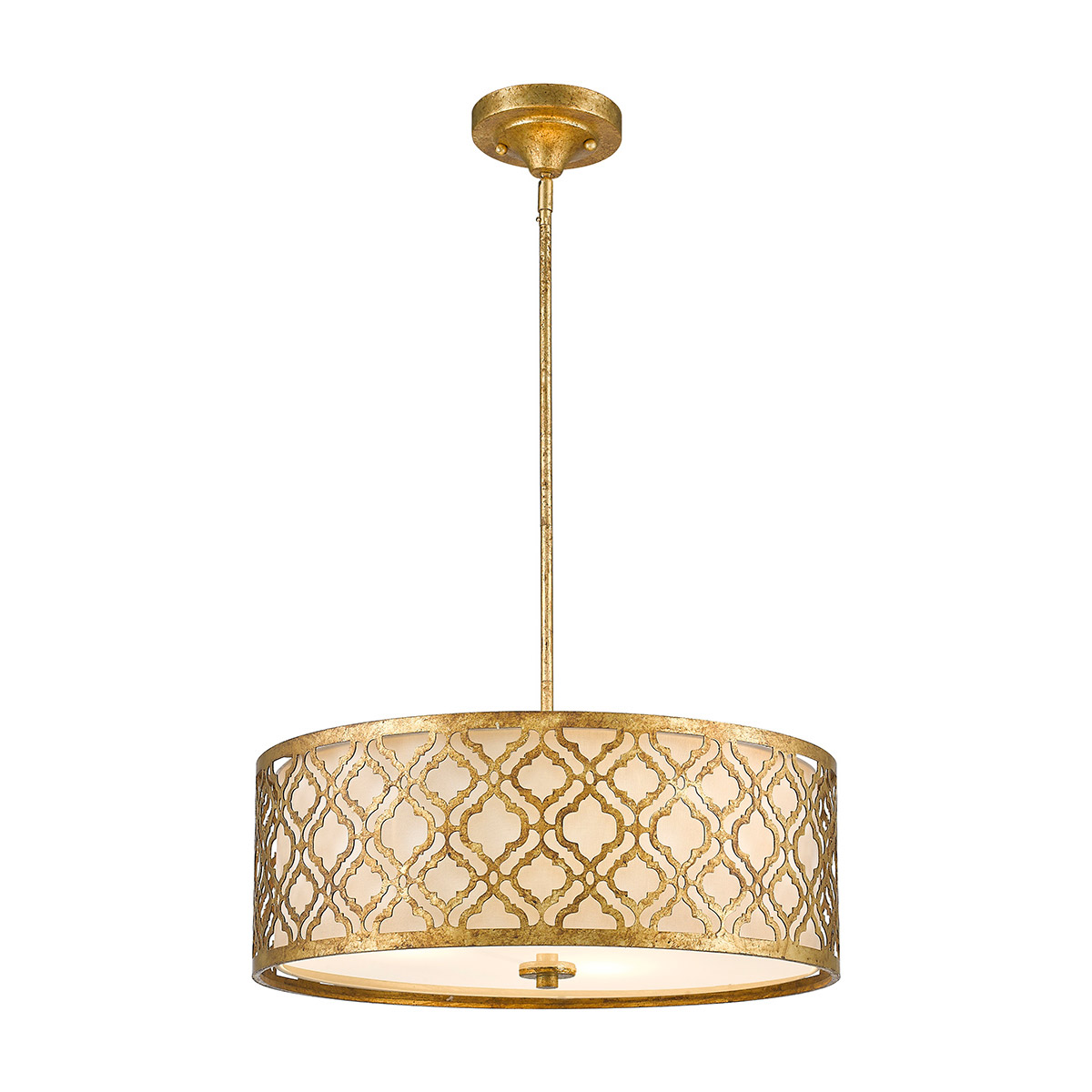 Arabella 3 Light 21 inch Distressed Gold Pendant Ceiling Light, Gilded Nola