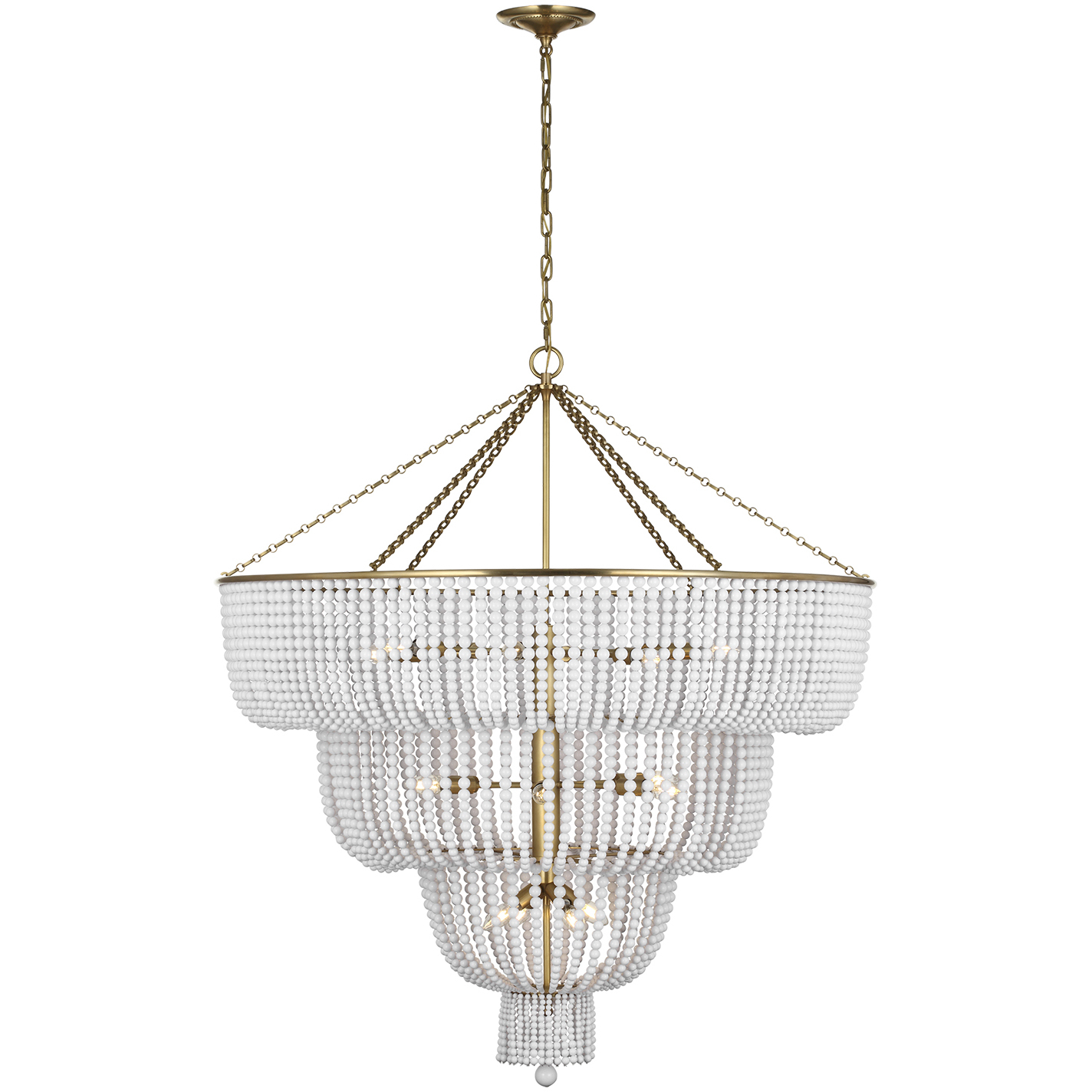 AERIN Jacqueline LED 45.5 inch Hand-Rubbed Antique Brass Basket Chandelier Ceiling Light in White Acrylic