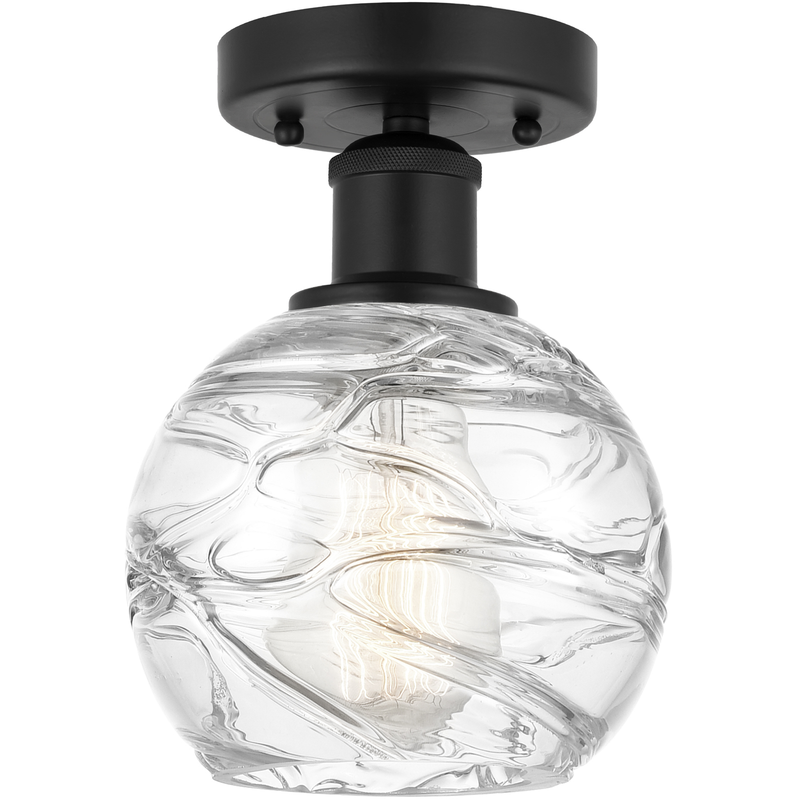 Edison Athens Deco Swirl 1 Light 6 inch Matte Black Semi-Flush Mount Ceiling Light