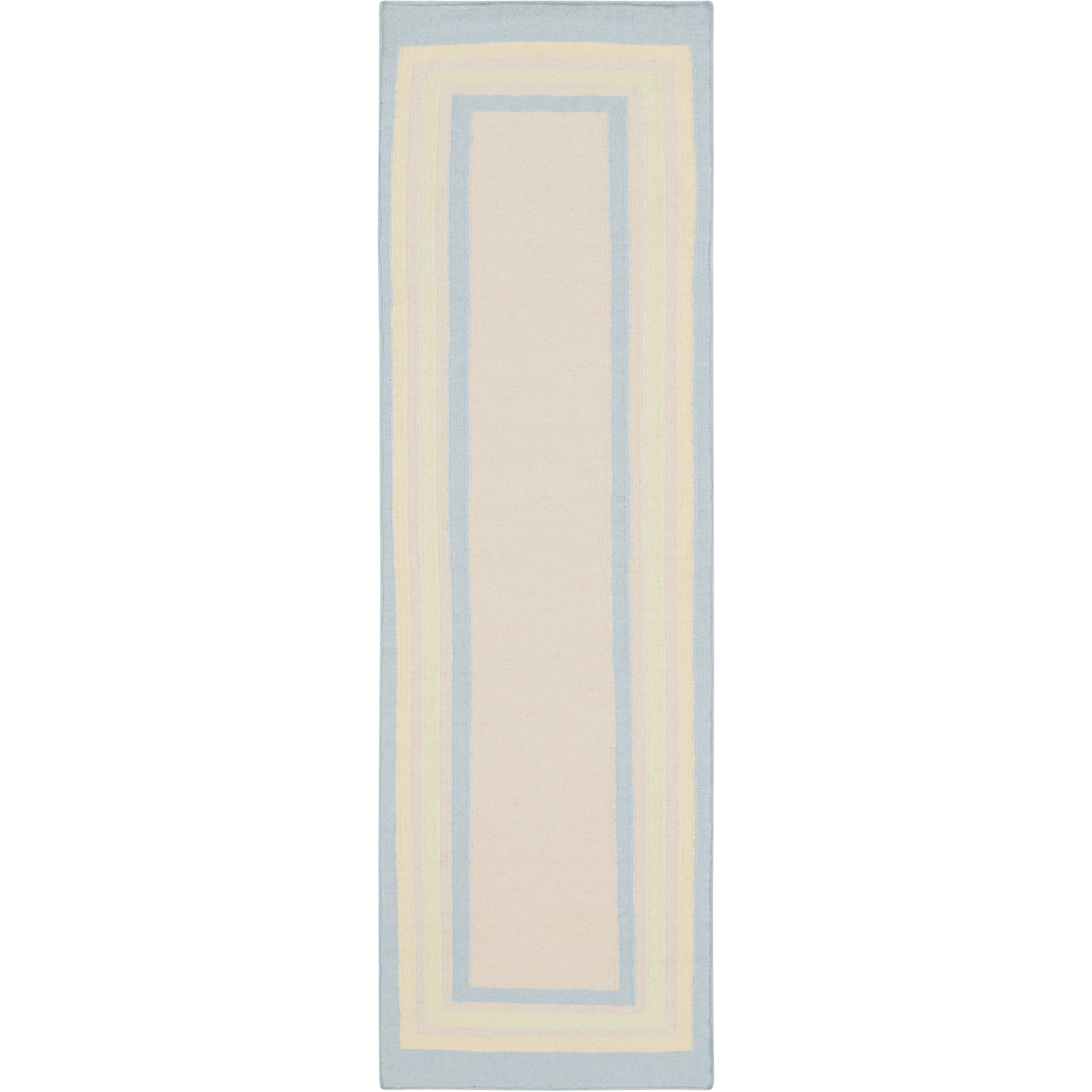 Boardwalk 96 X 30 inch Moss, Sky Blue, Butter, Cream Rug