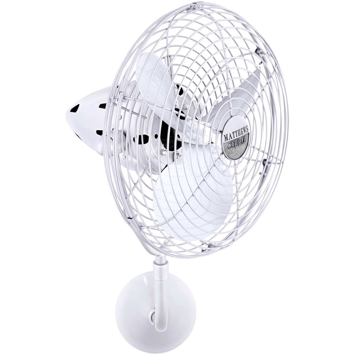 Matthews Gerbar Bruna Parede 21 inch Gloss White Directional Wall Fan