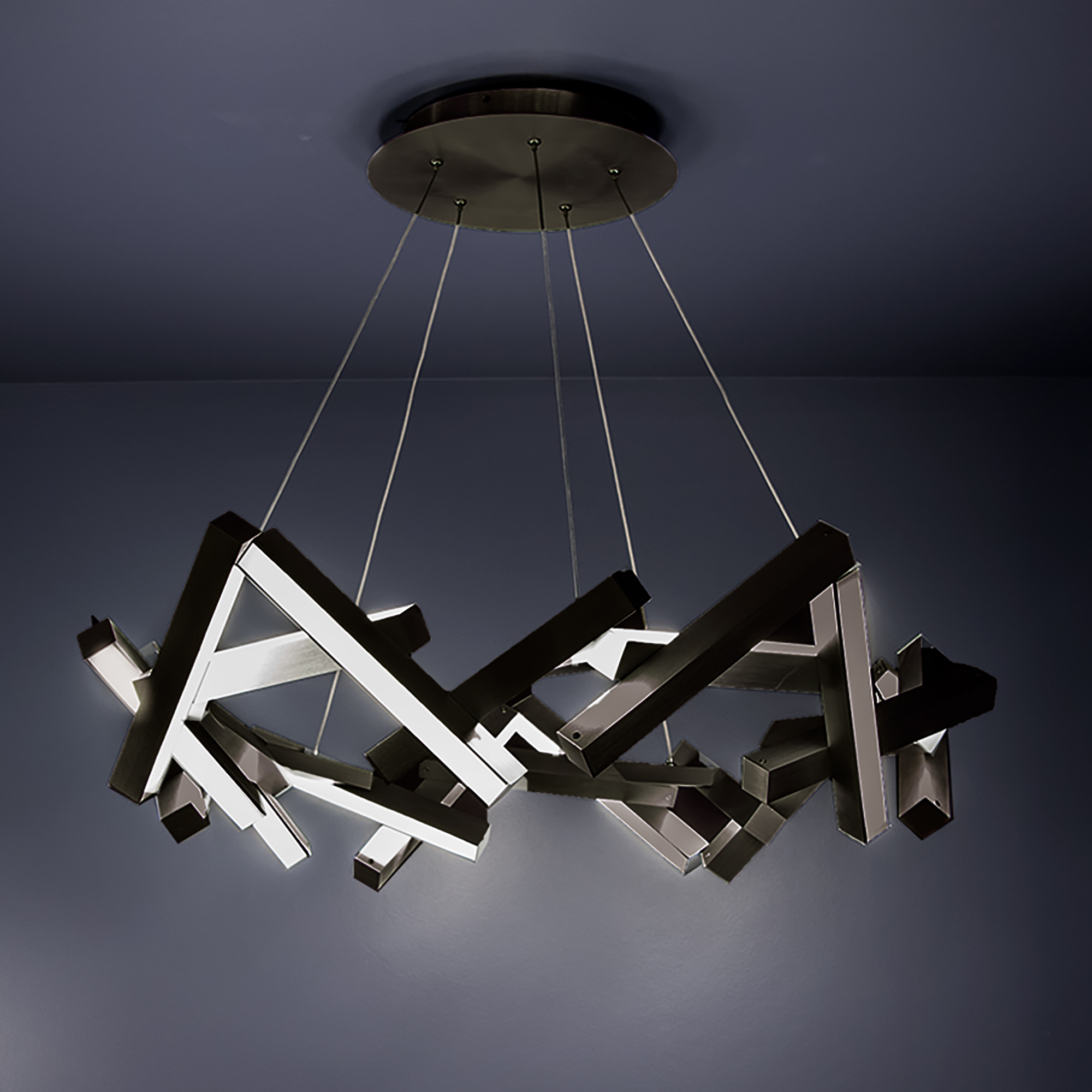 Chaos LED 34 inch Black Chandelier Ceiling Light in 21, 34in.