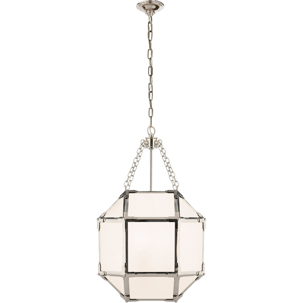 Suzanne Kasler Morris 3 Light 13.5 inch Polished Nickel Lantern Pendant Ceiling Light in White Glass, Small