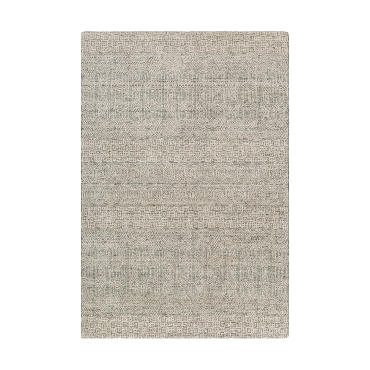 Claude 36 X 24 inch Dark Green/Beige Rugs, Wool and Cotton