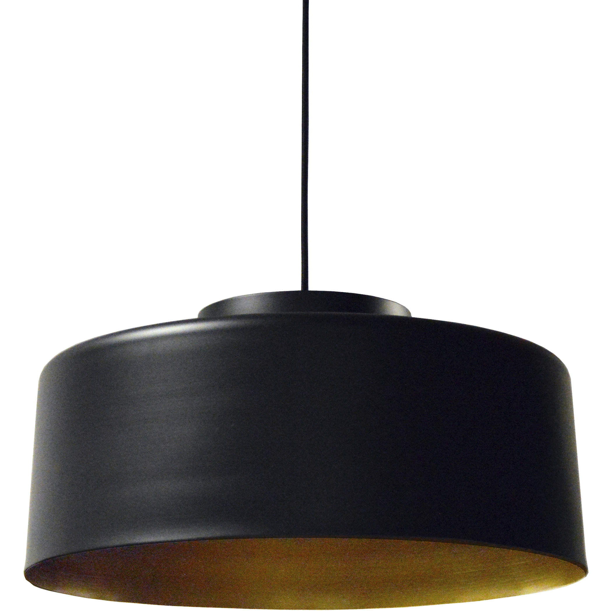 Kup 1 Light 19.75 inch Black with Gold Pendant Ceiling Light in Black and Gold