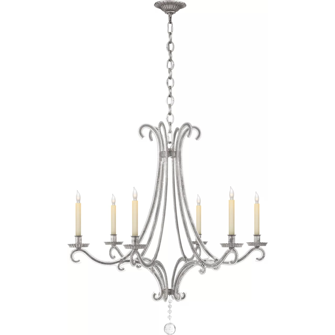 Chapman & Myers Oslo 6 Light 32.75 inch Burnished Silver Leaf Chandelier Ceiling Light, Medium