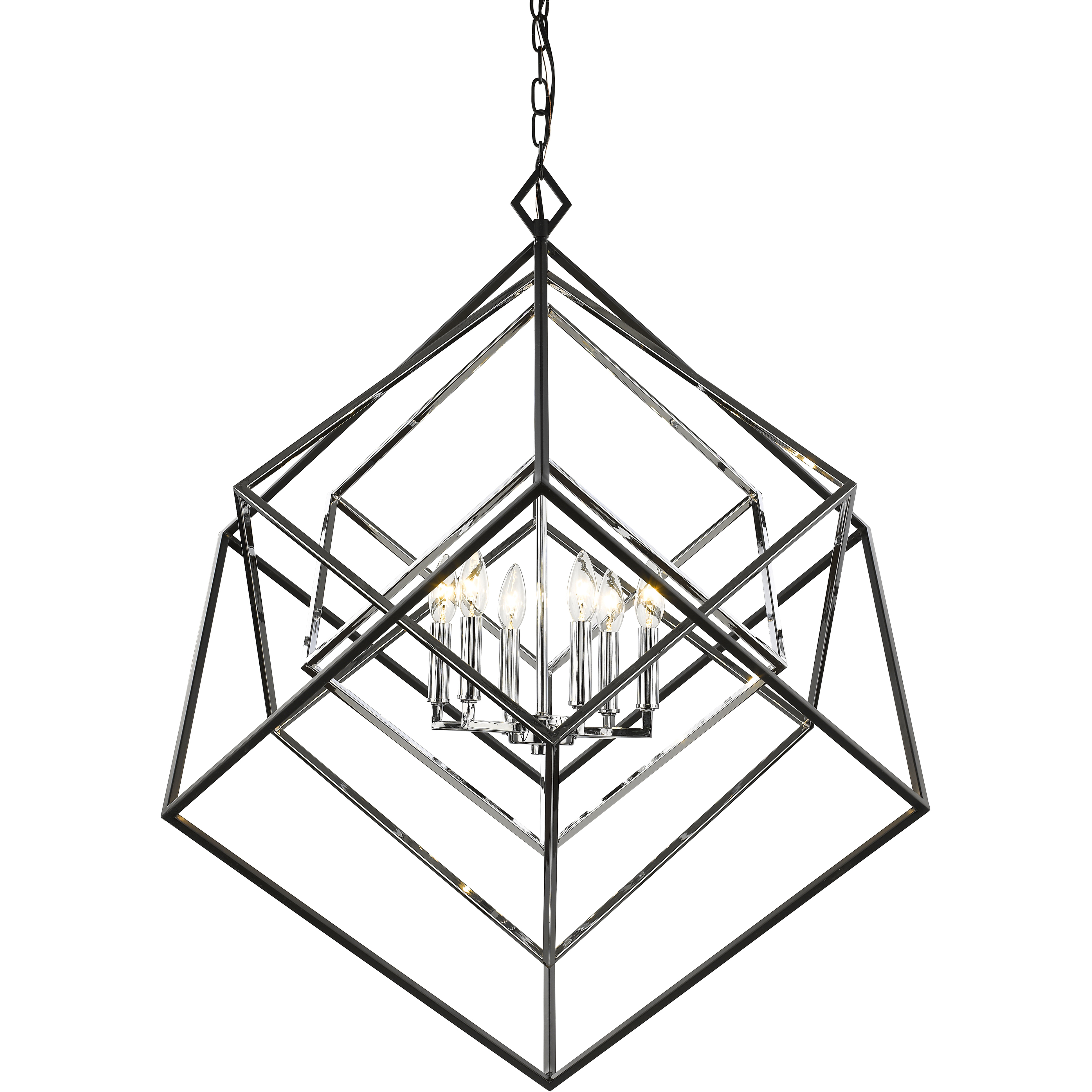 Euclid 6 Light 35.5 inch Chrome and Matte Black Chandelier Ceiling Light