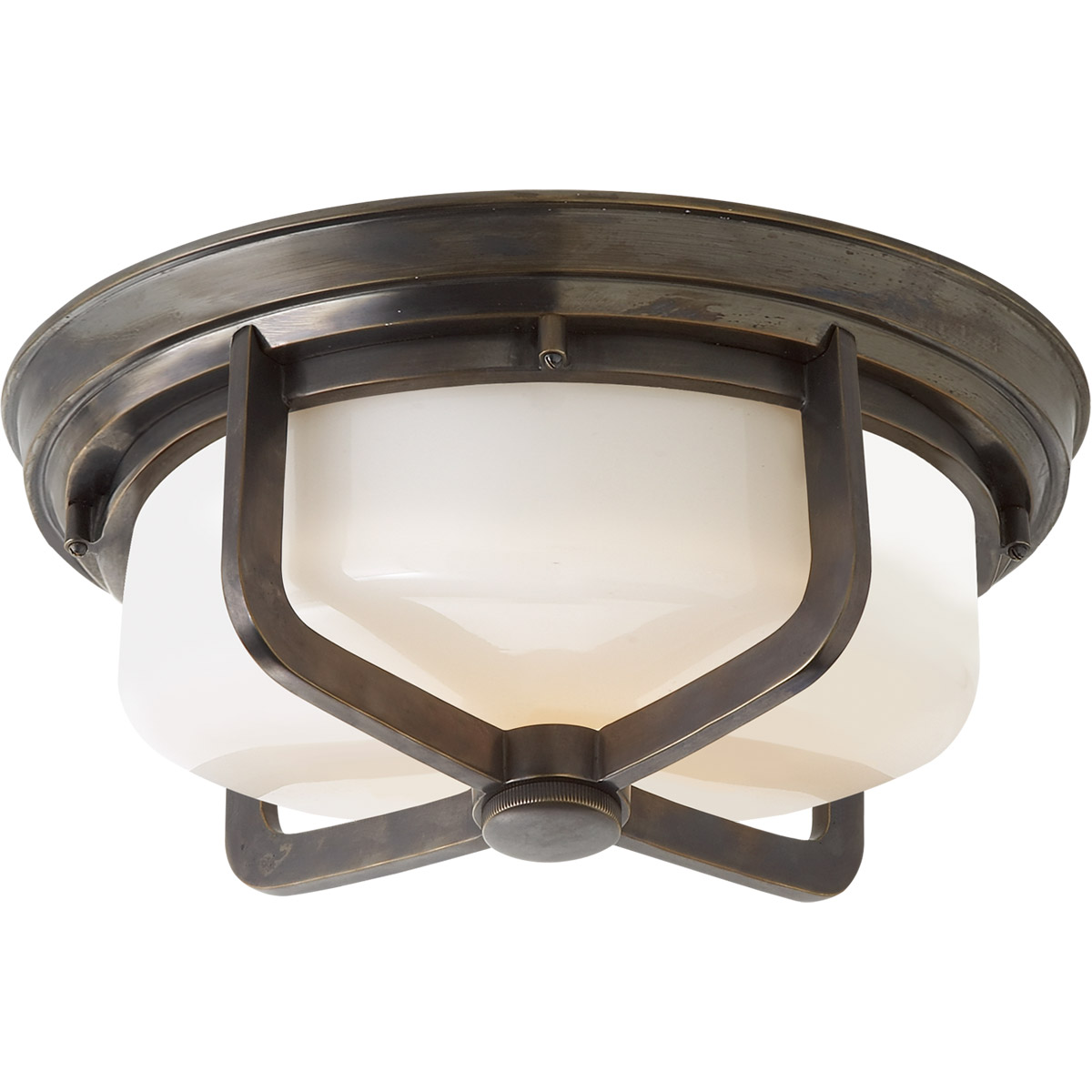 Thomas O'Brien Milton 2 Light 14.5 inch Bronze Flush Mount Ceiling Light, Large