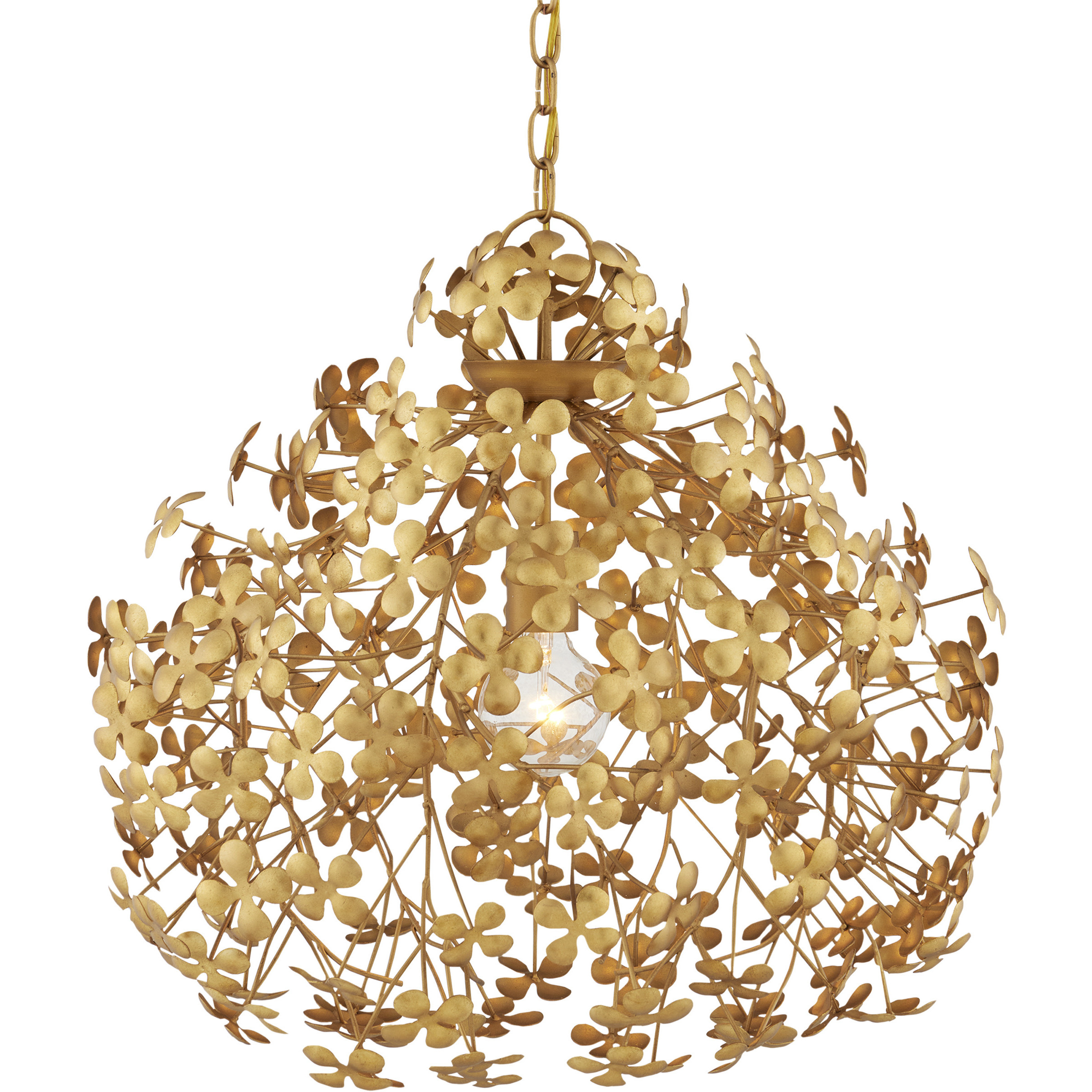 Cloverfield 1 Light 23 inch Contemporary Gold Leaf and Contemporary Gold Pendant Ceiling Light
