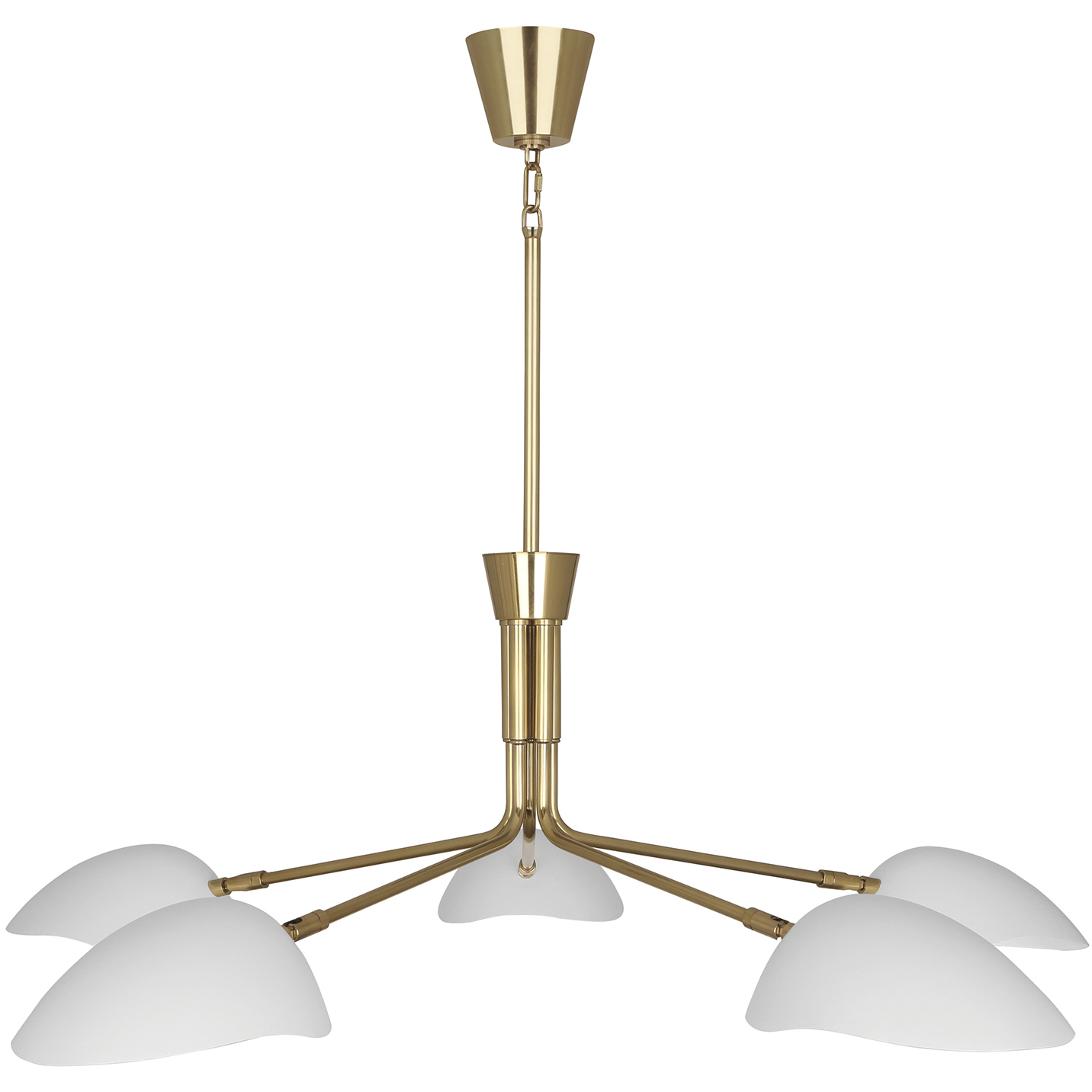 Rico Espinet Racer 5 Light 50 inch Modern Brass Chandelier Ceiling Light in Satin White