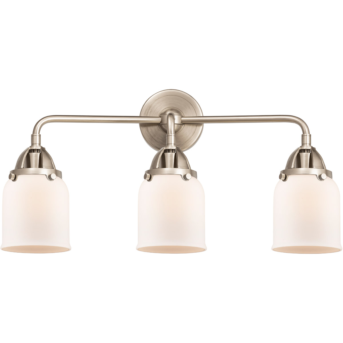 Nouveau 2 Small Bell LED 23 inch Black Polished Nickel Bath Vanity Light Wall Light in Matte White Glass