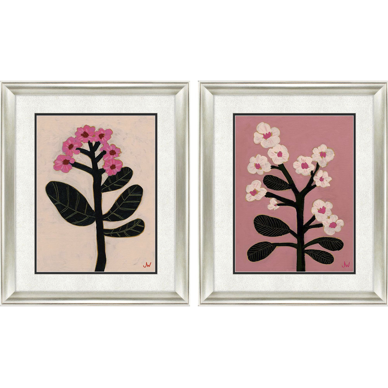 Pastel Garden Black and Blue and Pink and White Framed Art, Propac