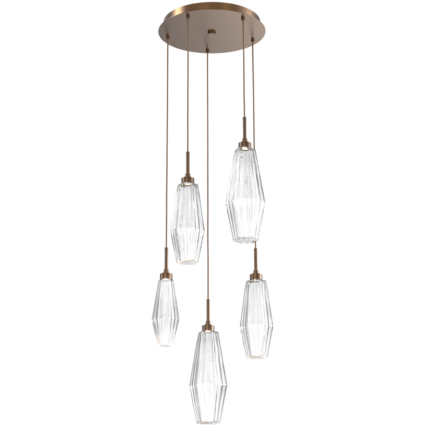 Aalto LED 19.8 inch Flat Bronze Chandelier Ceiling Light in Optic Rib ...