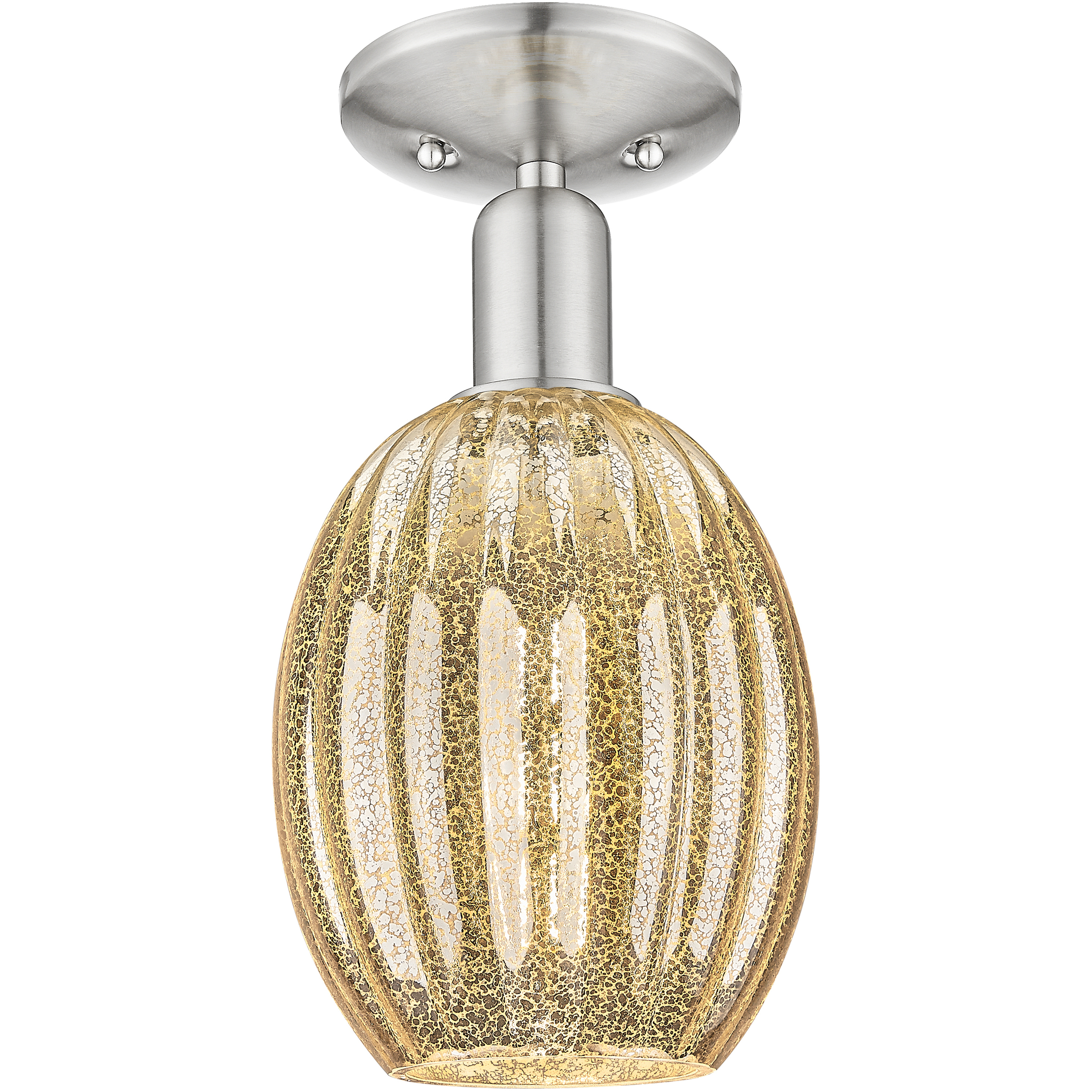 Preston 1 Light 6.25 inch Brushed Satin Nickel Semi-Flush Mount Ceiling Light in Mercury Glass