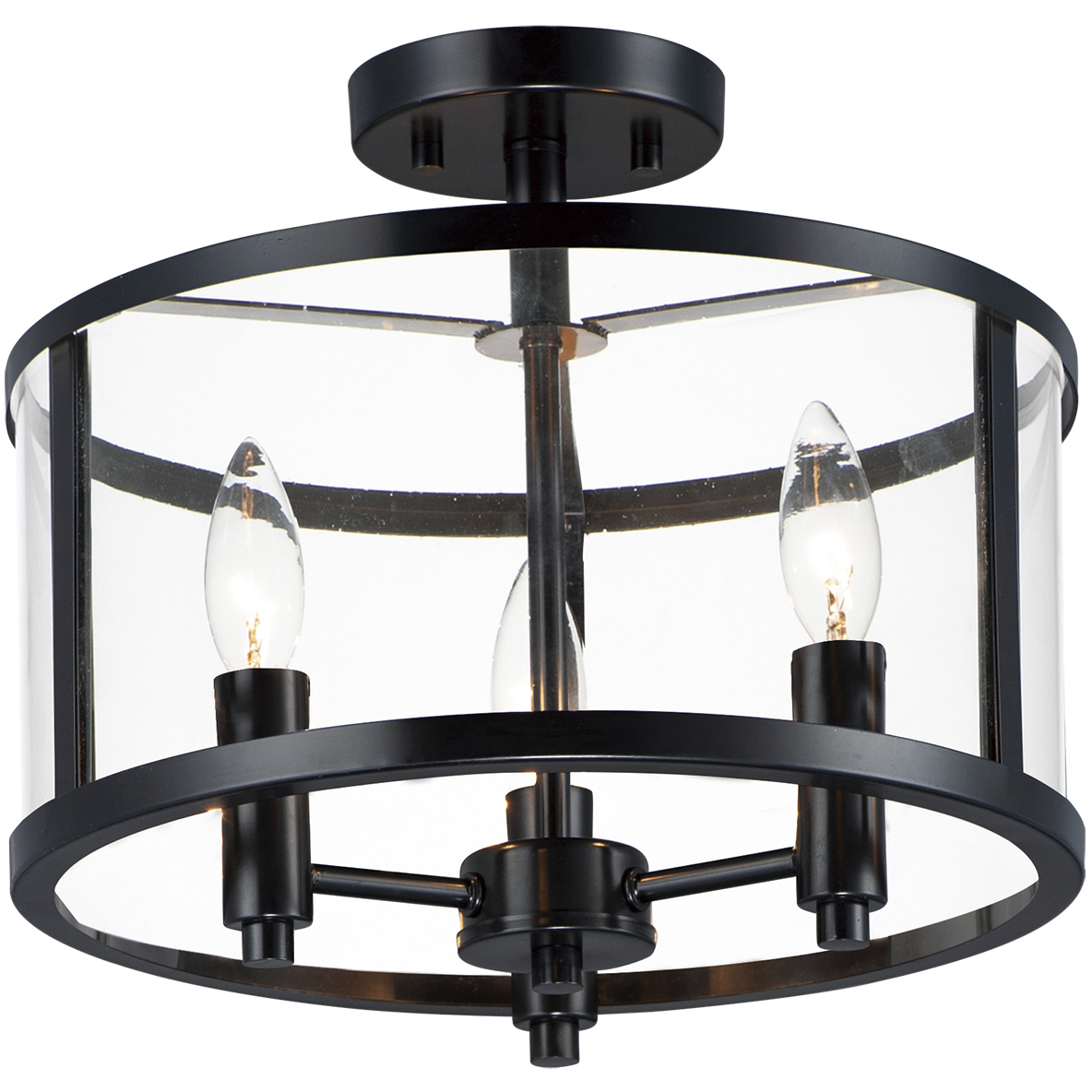 Sentinel 3 Light 13.25 inch Black Semi-Flush Mount Ceiling Light