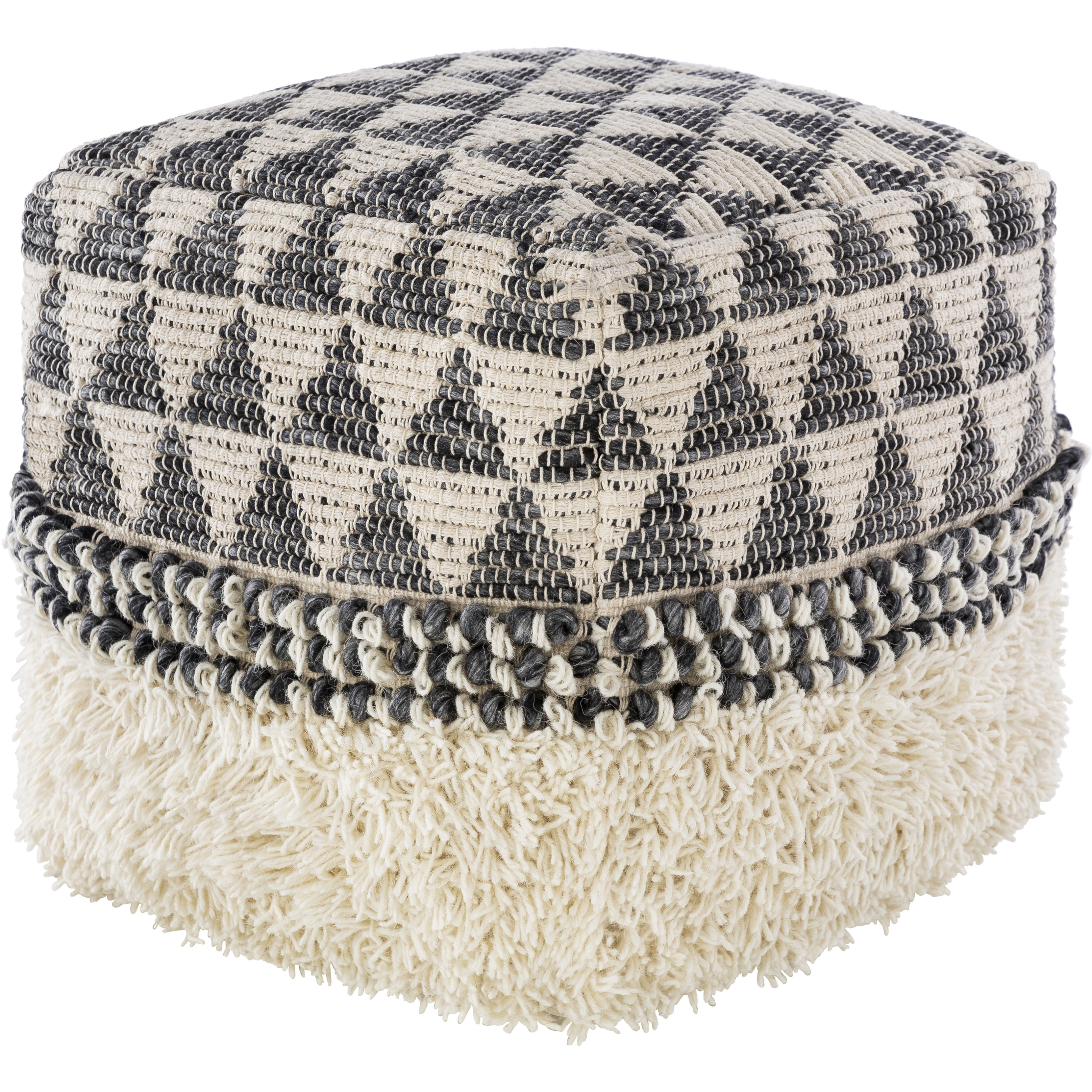 Merida 18 inch Charcoal Pouf, Cube