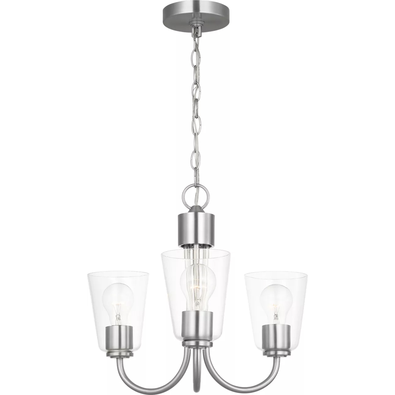 Miles 3 Light 21.5 inch Brushed Nickel Chandelier Ceiling Light