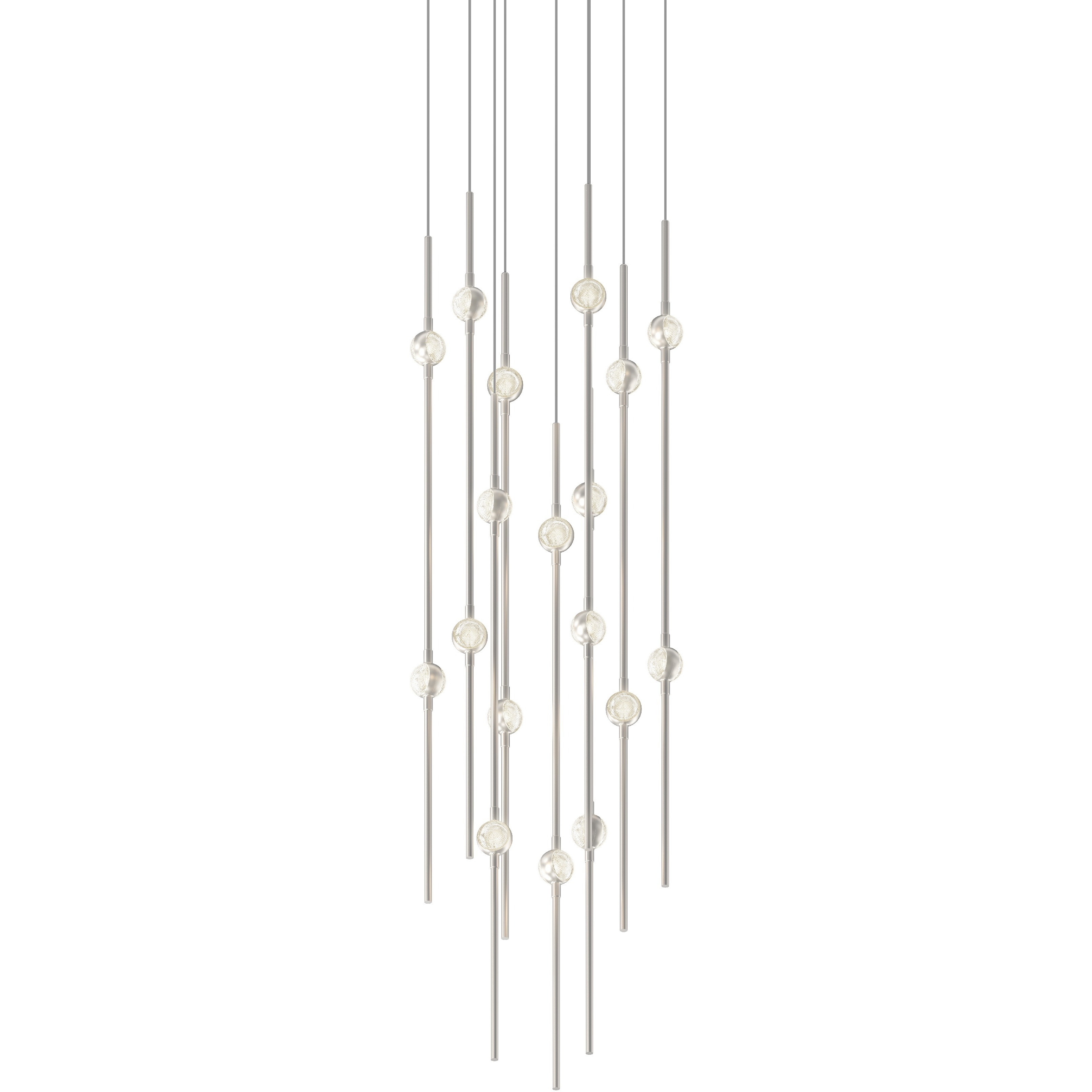 Constellation Aries LED 11.5 inch Satin Nickel Pendant Ceiling Light in 3000K, Clear Faceted Acrylic, 10 FT. Cord