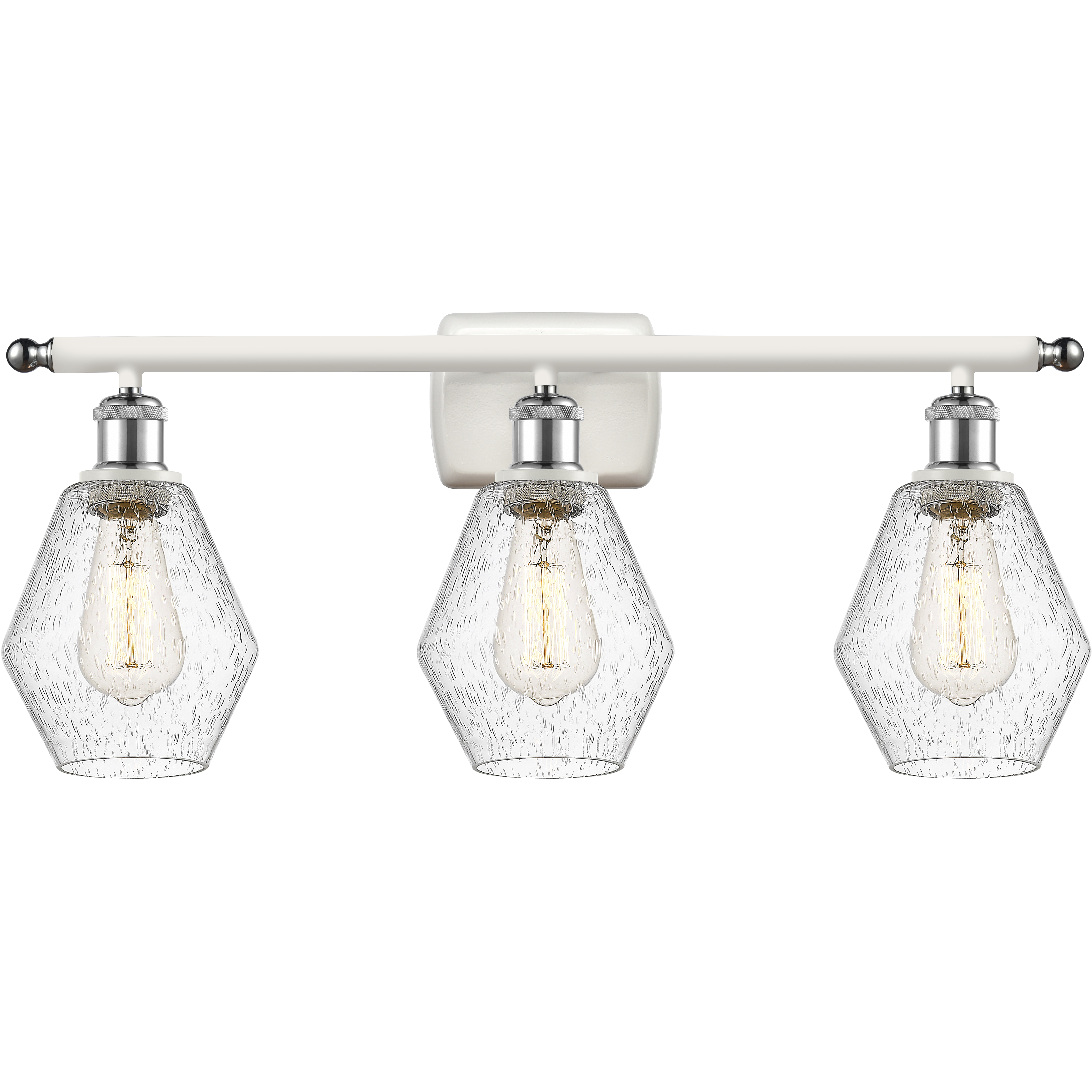 Ballston Cindyrella 3 Light 26 inch White and Polished Chrome Bath Vanity Light Wall Light in Incandescent, Seedy Glass