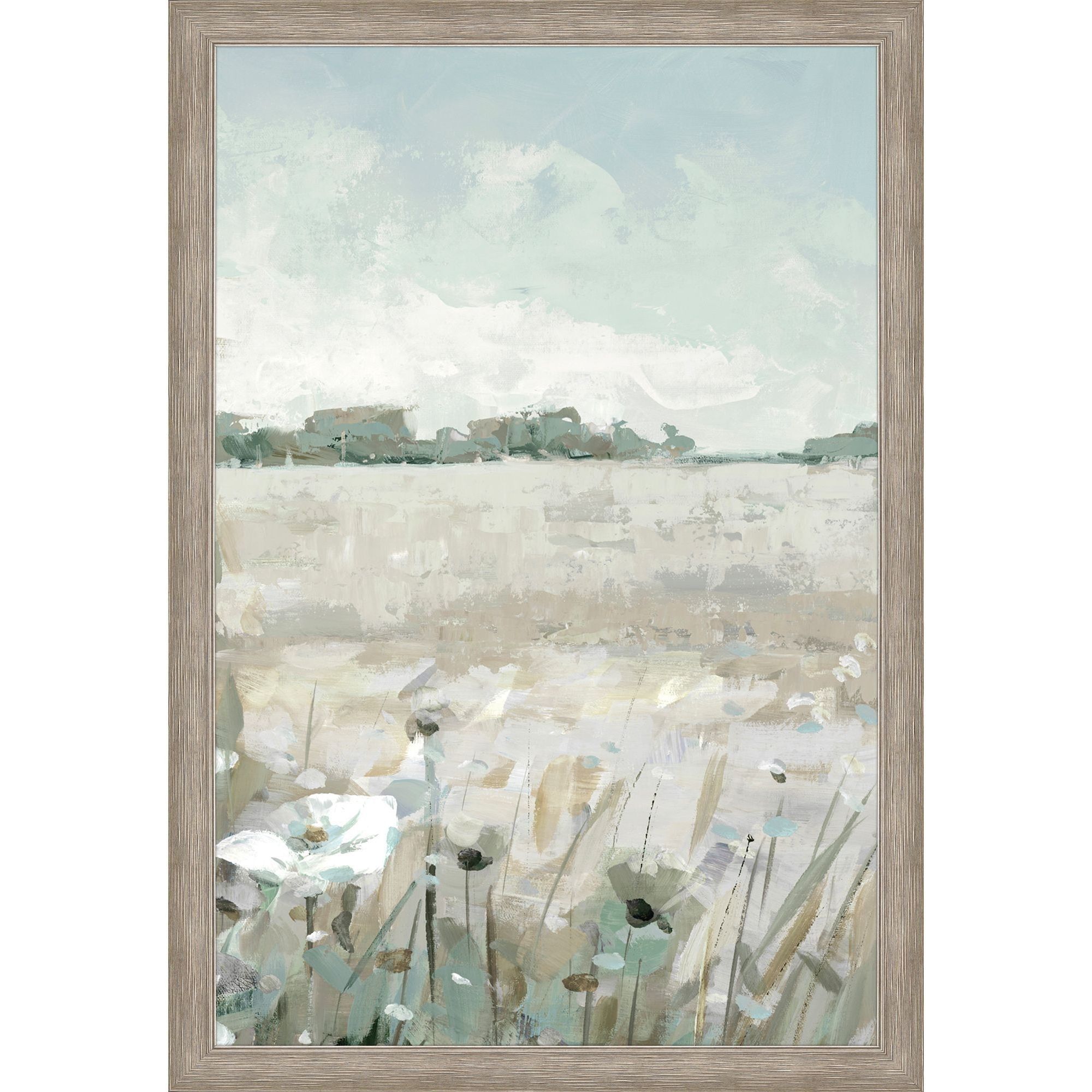 Grass Valley Green and Blue and White Framed Art