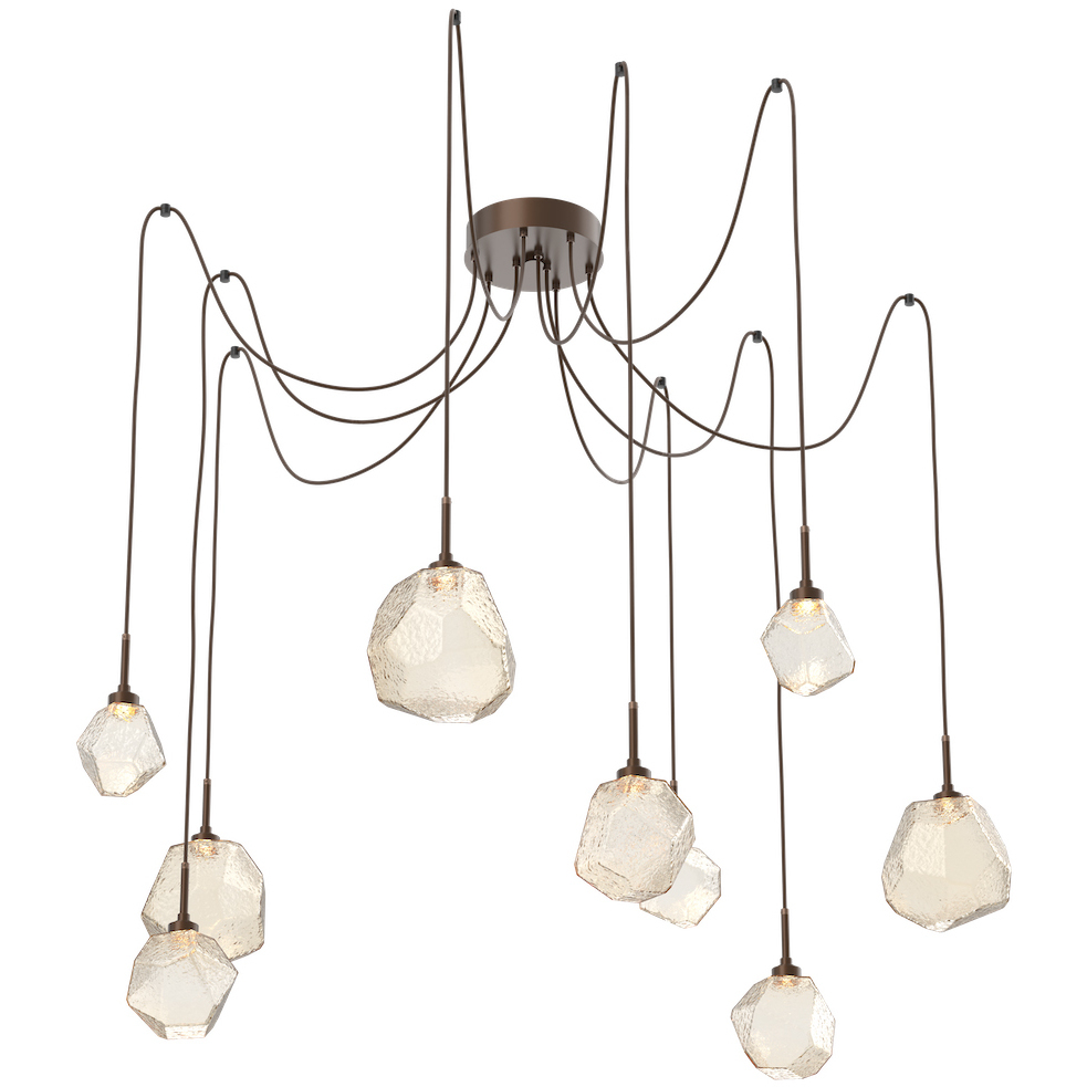 Gem LED 17 inch Burnished Bronze Swag Multi-Pendant Ceiling Light in Amber, 2700K LED