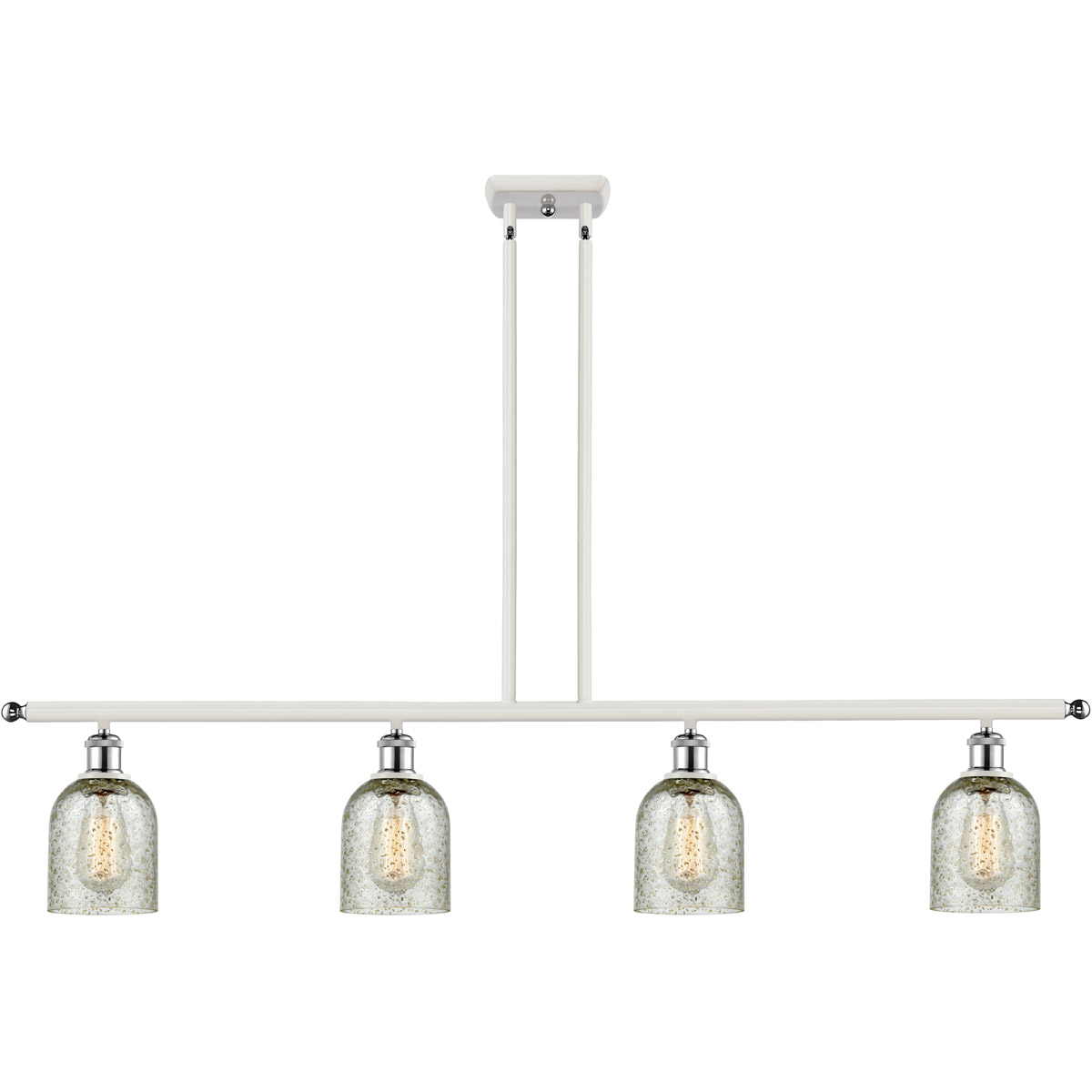 Ballston Caledonia 4 Light 48 inch White and Polished Chrome Island Light Ceiling Light in Mica Glass, Ballston