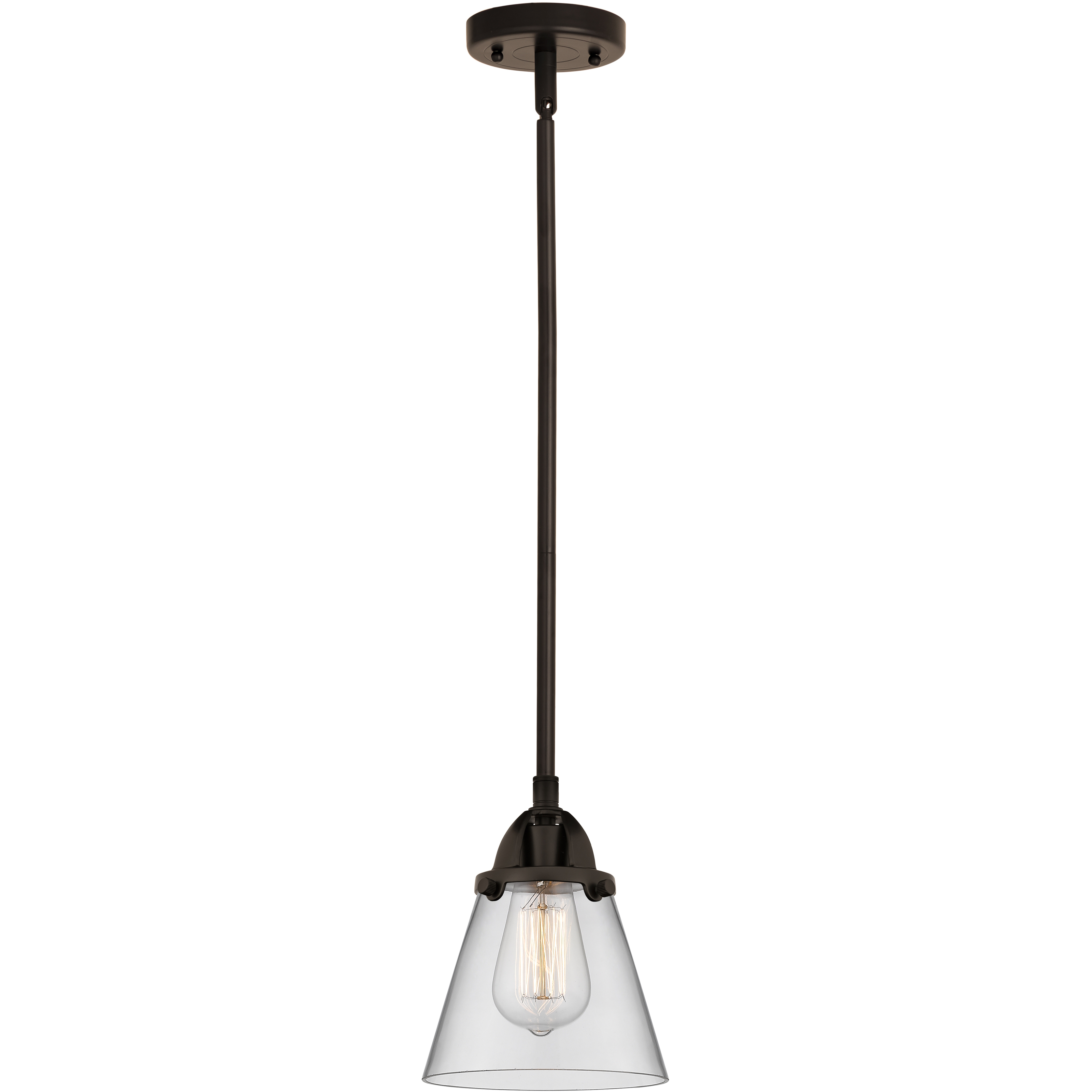Nouveau 2 Cone 1 Light 6.25 inch Oil Rubbed Mini Pendant Ceiling Light Incandescent Clear