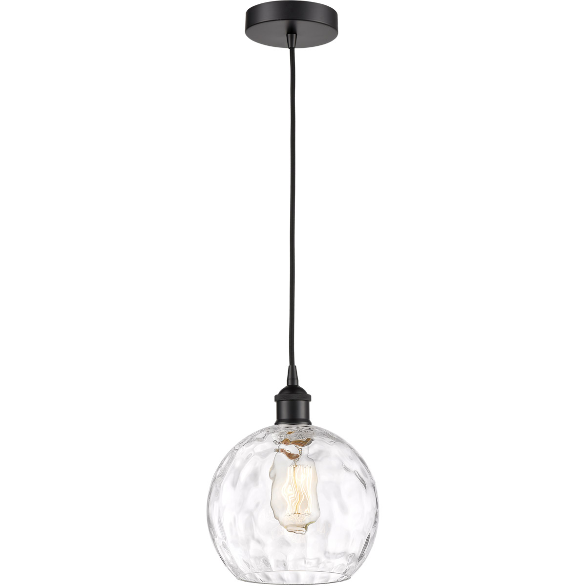 Edison Athens Water Glass LED 8 inch Matte Black Mini Pendant Ceiling Light