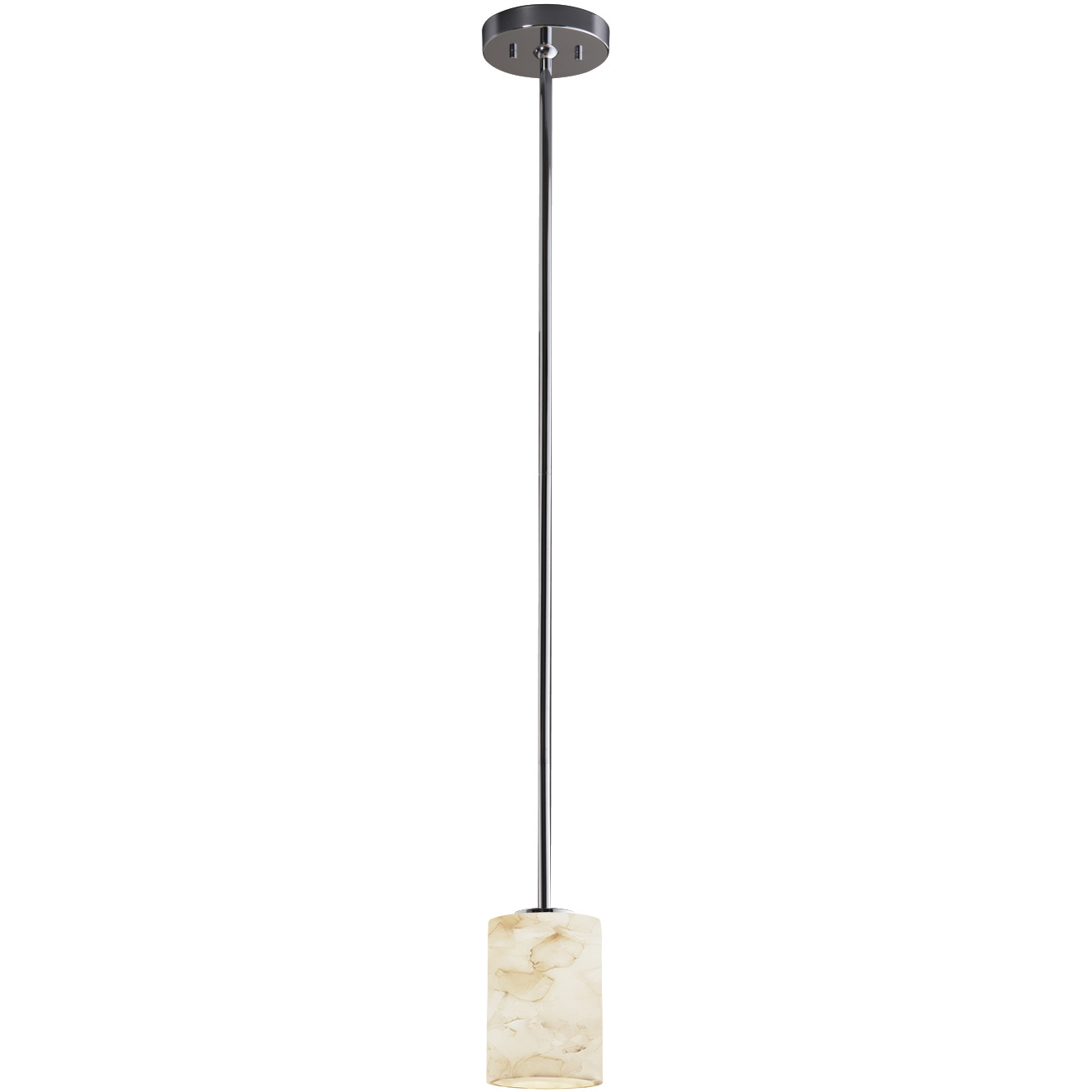 Alabaster Rocks 4 inch Brushed Nickel Pendant Ceiling Light in White Cord, Cylinder with Flat Rim, Incandescent