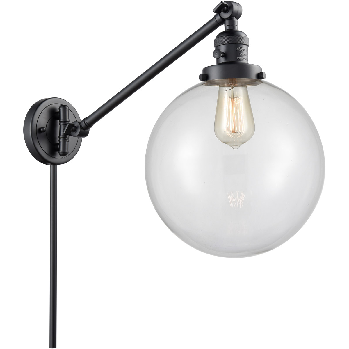 X-Large Beacon 18 inch 60.00 watt Matte Black Swing Arm Wall Light, Franklin Restoration